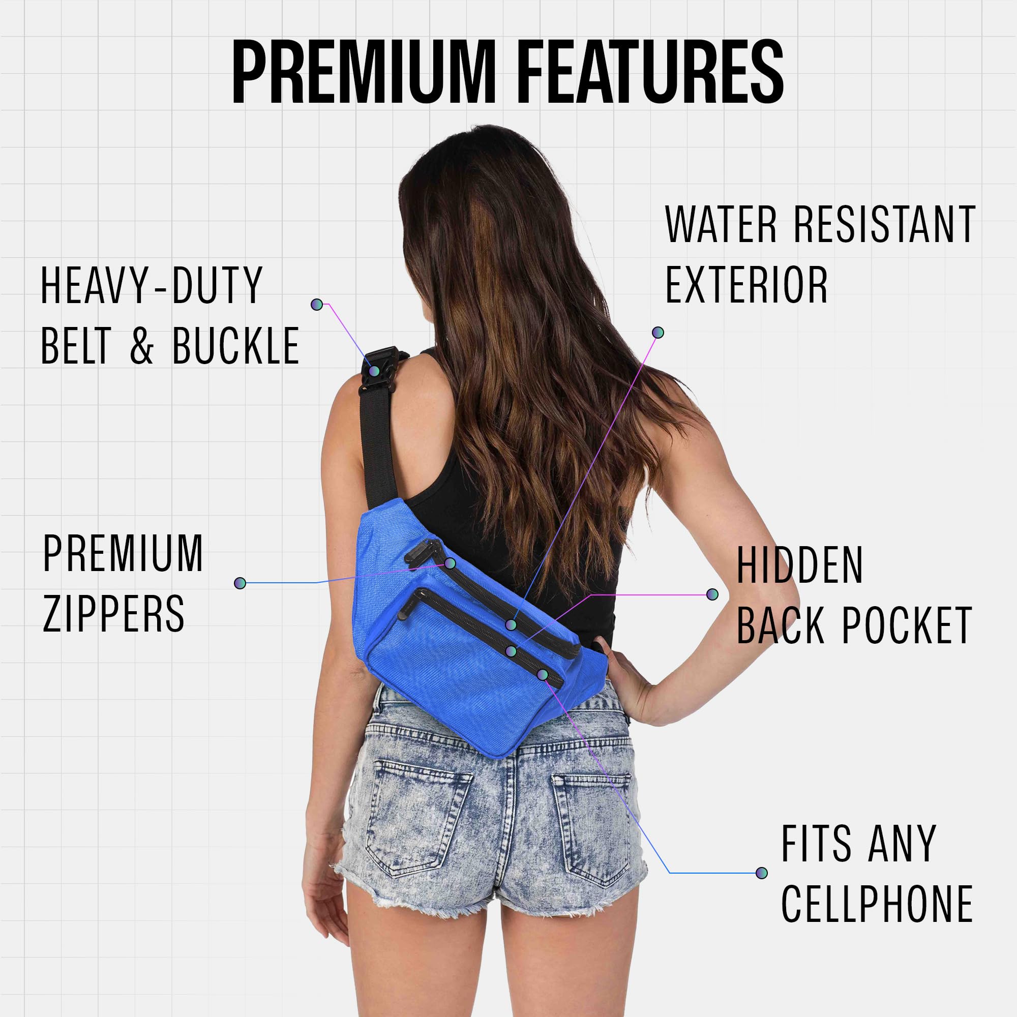 Black Fanny Pack Belt Bag I Mens Fanny Packs for Women Fashionable - Crossbody Bag Bum bag Waist Bag Waist Pack - Hands Free for Hiking, Halloween, Running, Travel, Waterproof and more