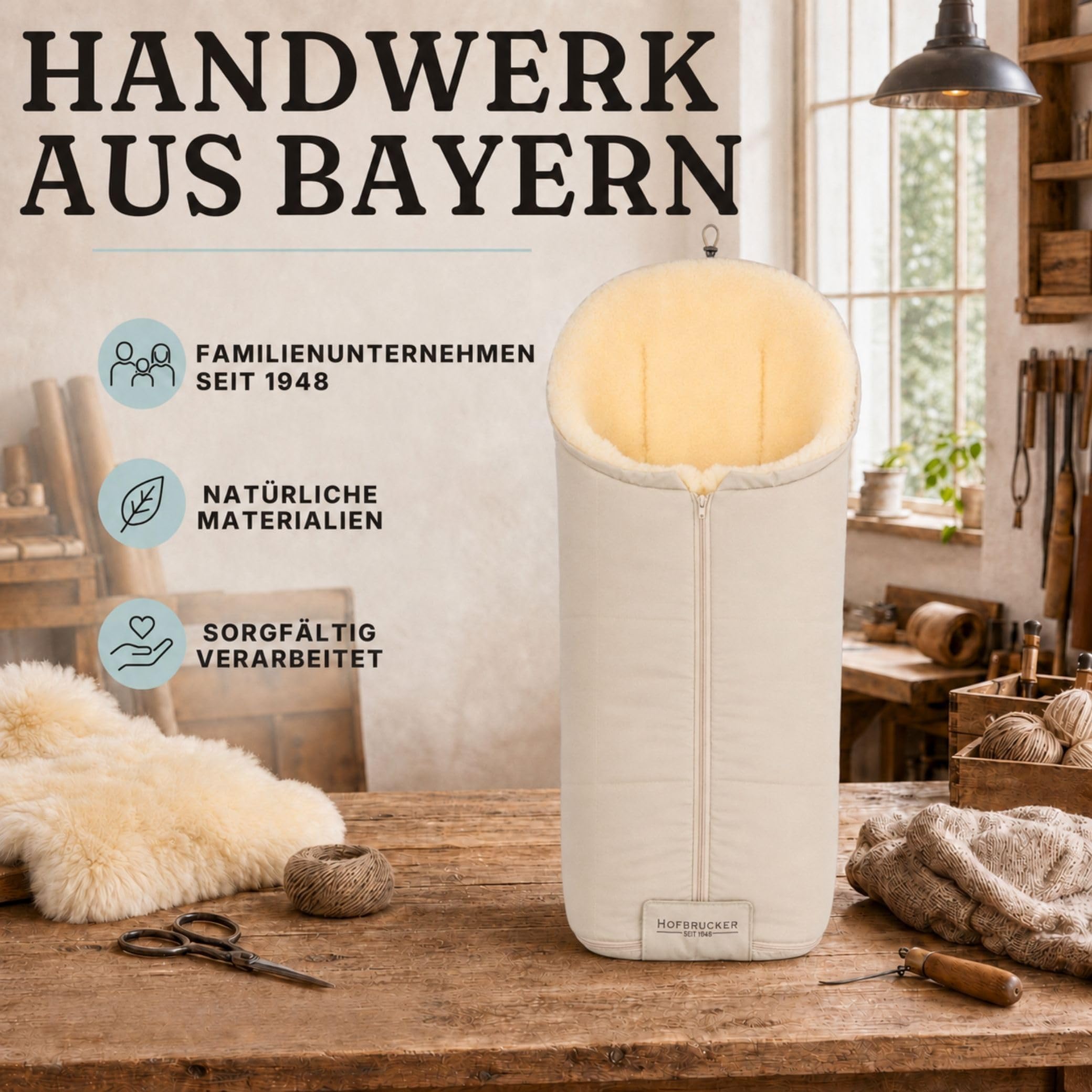 Hofbrucker seit 1948 Saco portabebés (piel de cordero) Iglu Beige Única