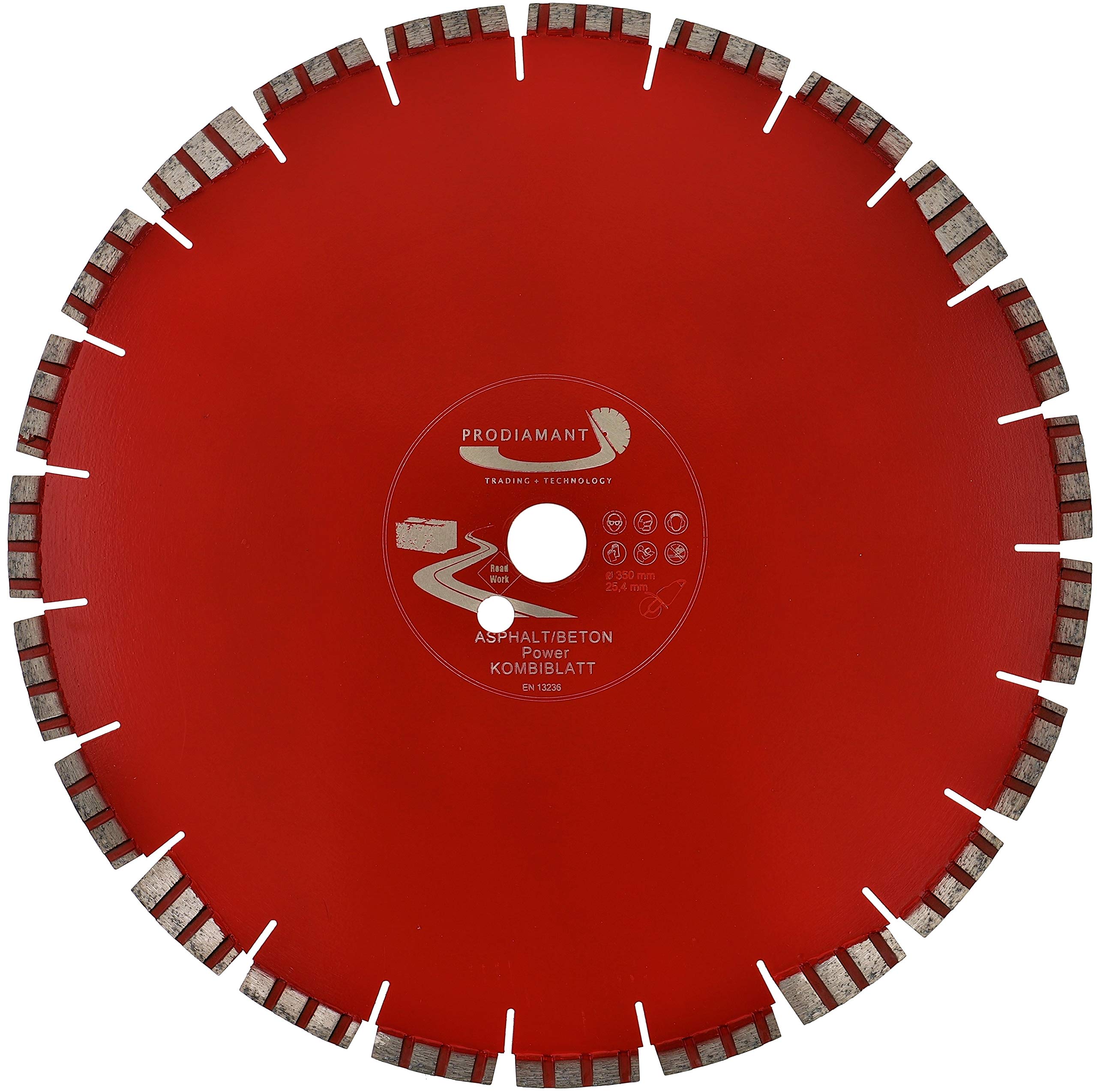 PRODIAMANT Disco da taglio diamantato Premium + asfalto laser combinato, 350 mm x 25,4 mm, disco da taglio diamantato 350 mm