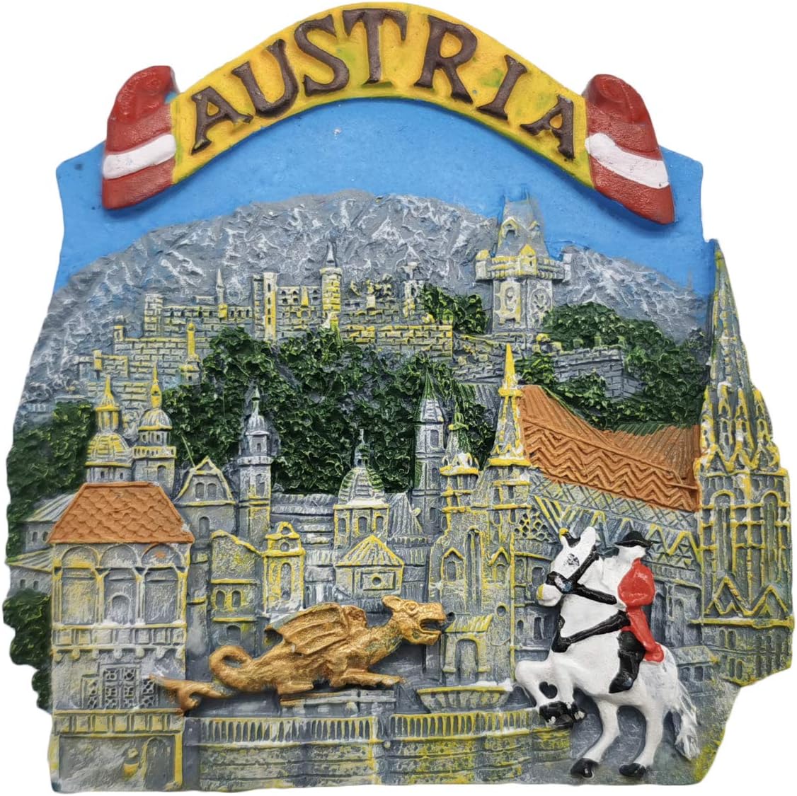 Wedare Magnet Souvenir 3D Landmark Austria Refrigerator Tourist Travel Handmade Resin Craft,Austria Fridge Collection Gift ic Stickers Home Kitchen Decoration