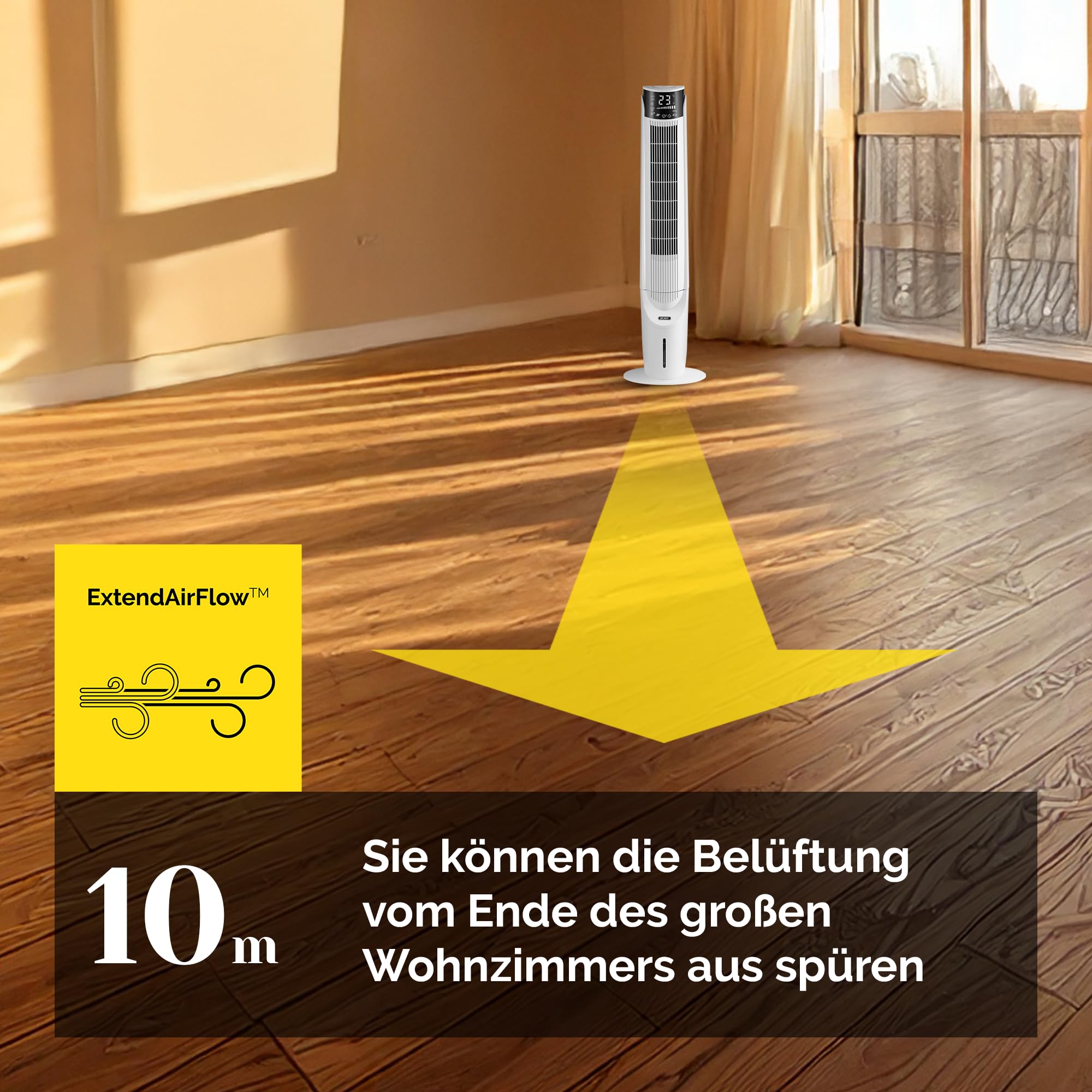 Yoer Luftkühler mit Wasserkühlung, 6-in-1 Ventilator, Luftbefeuchter, Ionisator, Luftreiniger, Aromatherapie, Mobile Klimageräte Air Cooler 3L, 1638 m³/h Luftstrom, 60 W, Weiß, Cascado TFC06W