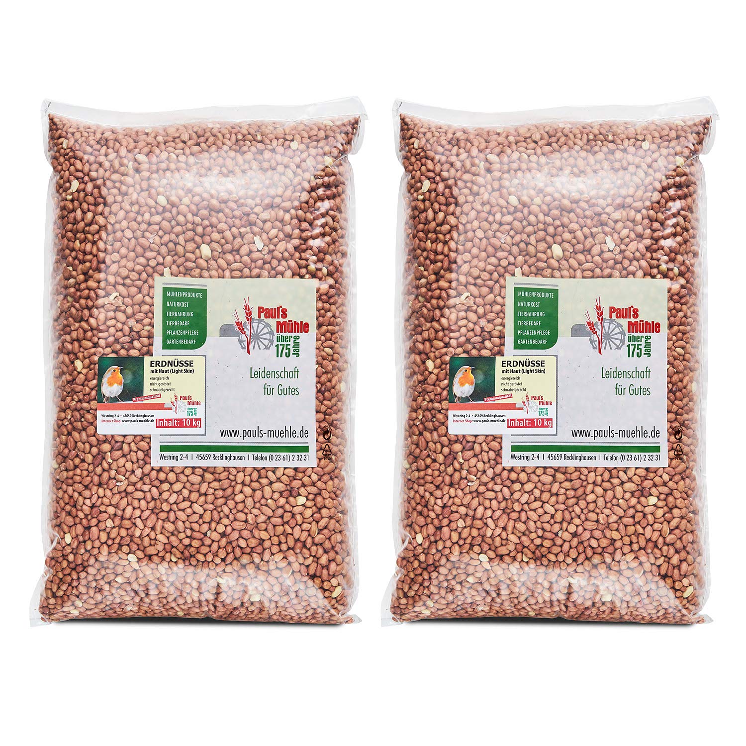 Paul´s Mühle - 20 kg Erdnüsse mit Haut (Light Skin) für Tiere & Wildvögel | Naturbelassenes Tierfutter für Eichhörnchen, Papageien & Nager - Nüsse Vogelfutter & Wildvogelfutter für Futterzwecke