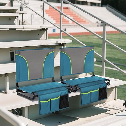 Miniatura 2 de HIGH POINT SPORTS Silla plegable para estadio con bolsa de malla y ganchos para ocultar, silla de estadio portátil con respaldo, silla cómoda para