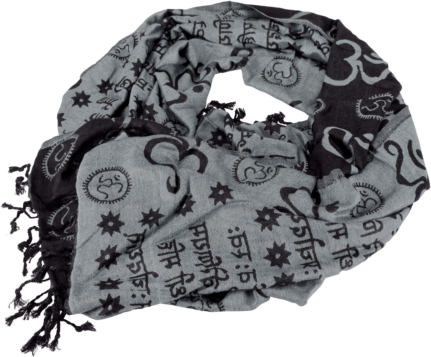 GURU SHOP Pashmina Viskose Schal/Stola mit OM Muster, Herren/Damen