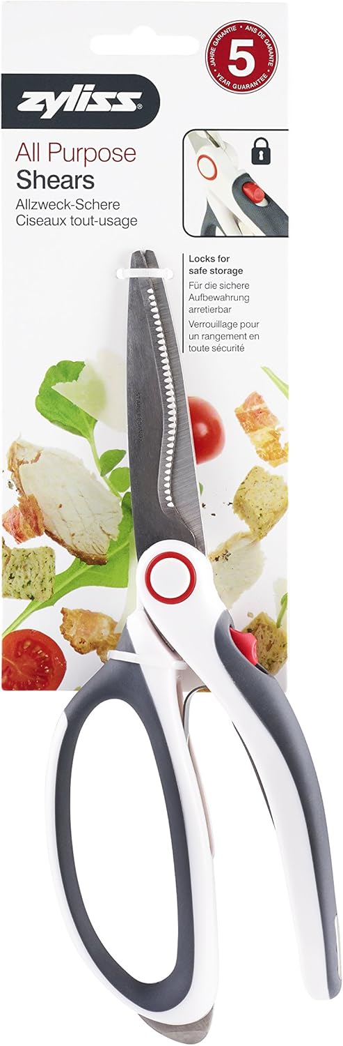 Zyliss Heavy Duty All Purpose Shears | Stainless Steel | Black | Poultry & Meat Shears | Dishwasher Safe | 5 Year Guarantee