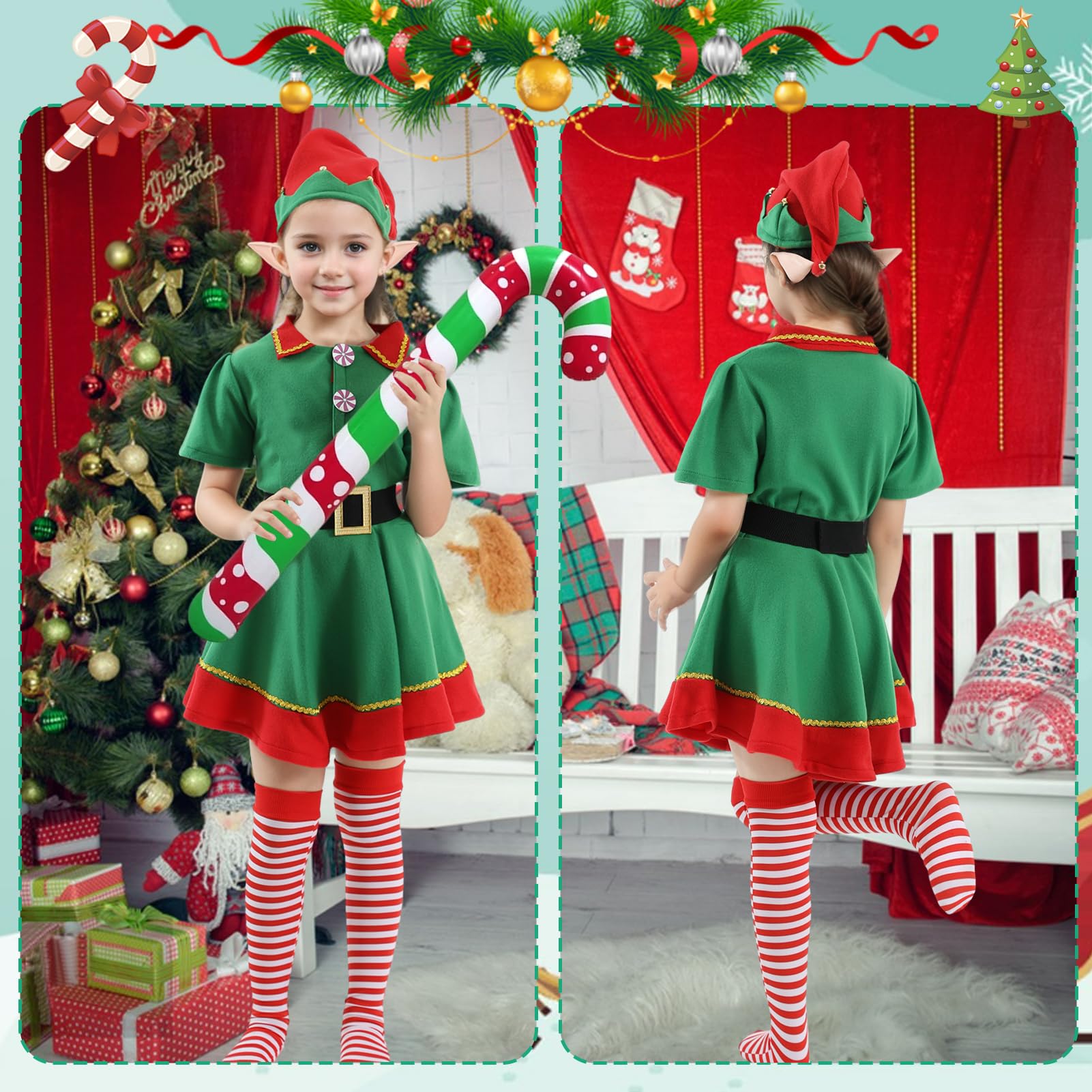 Crittygo Christmas Elf Costume, Santa's Helpers Costume Set, Christmas Elf Outfit for Women Xmas Festive Fancy Dress - Image 4
