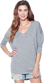 Women’s Soft Knit V-Neck Dolman Tunic Top with ¾ Long Sleeves - Buy now