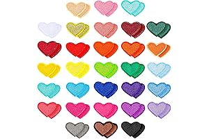 62 Pcs Colorful Heart Iron On Patches in Mini Size