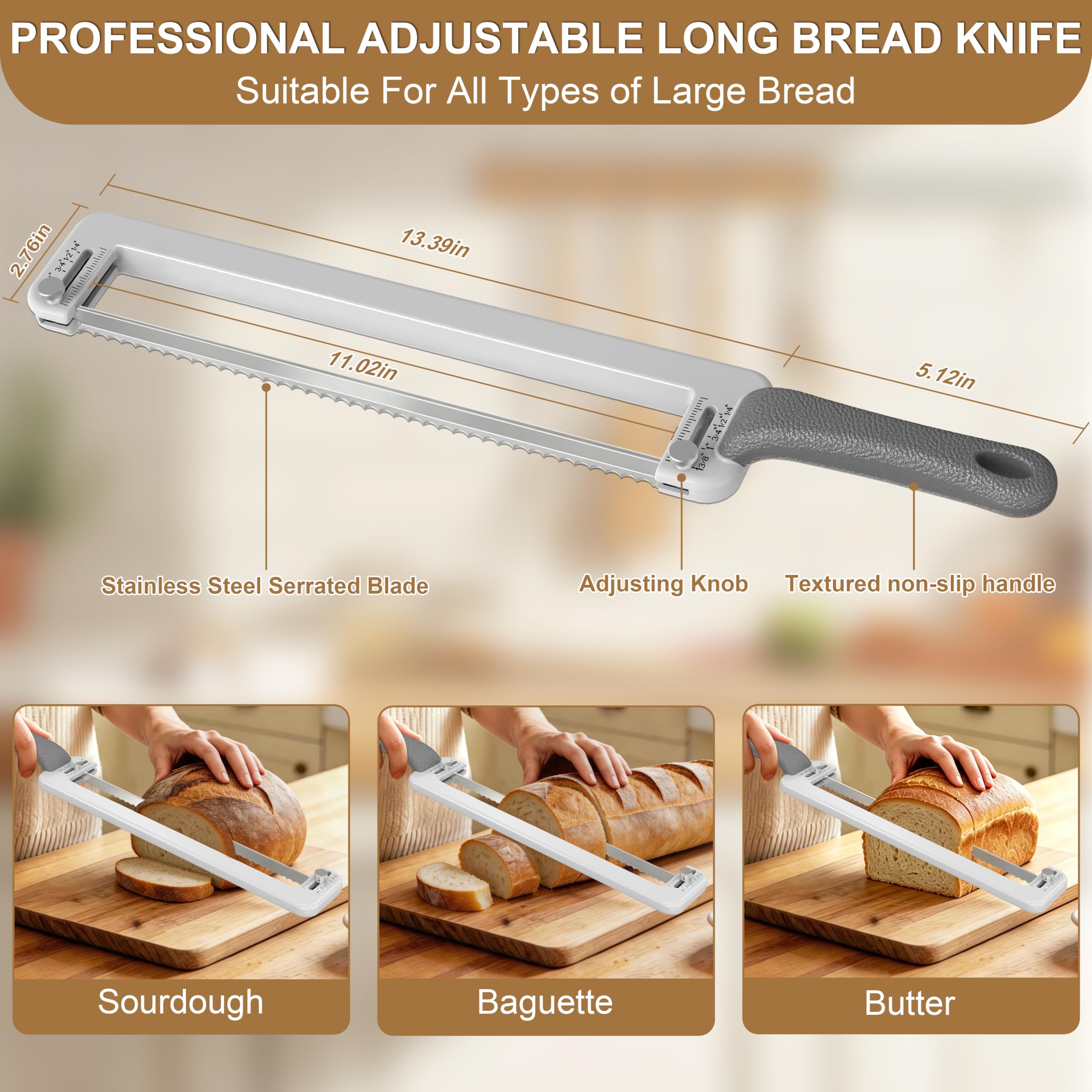 Sourdough Bread Knife - Adjustable Slicer -6