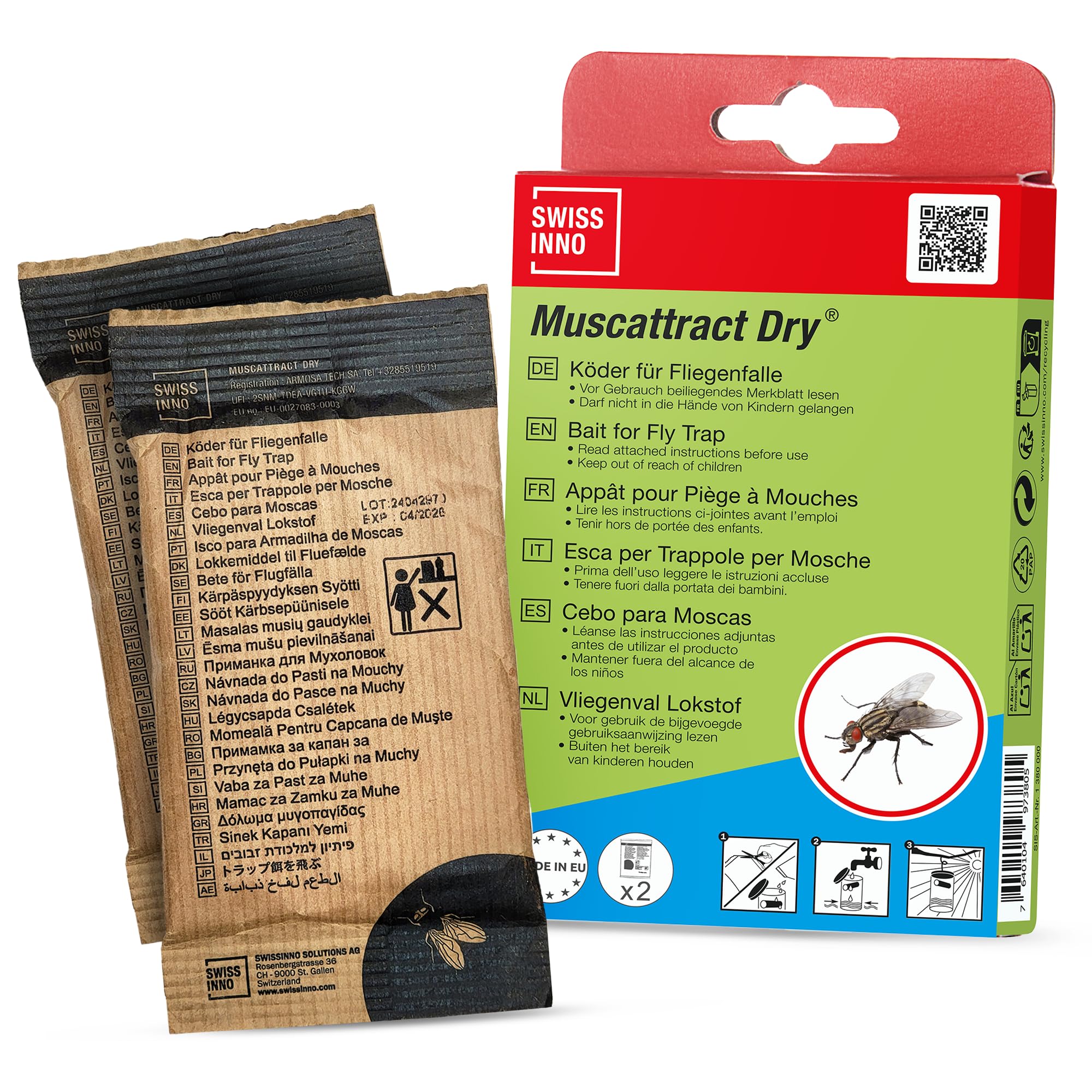 SWISSINNO Fly Trap Bait Refill - 2 Pack Liquid Attractant for Outdoor Fly Catchers Compatible with SWISSINNO Traps