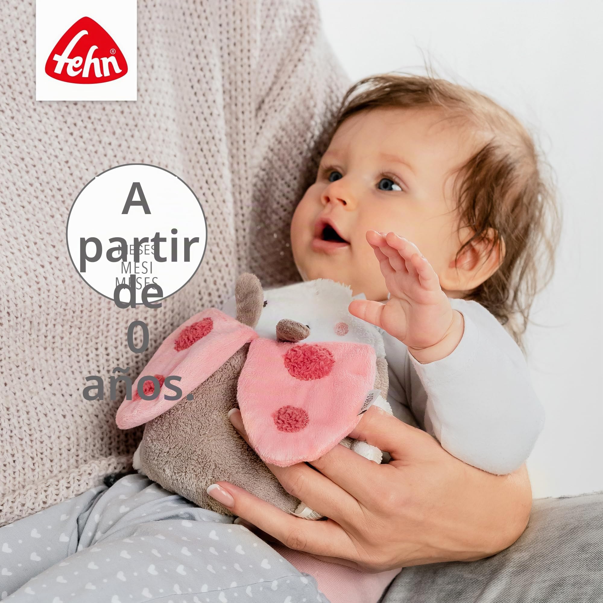Fehn cojín de huesos de cereza mariquita - Cojín térmico y cojín frío relajantes para bebés y niños a partir de 0 meses - Como regalo para un bebé recién nacido