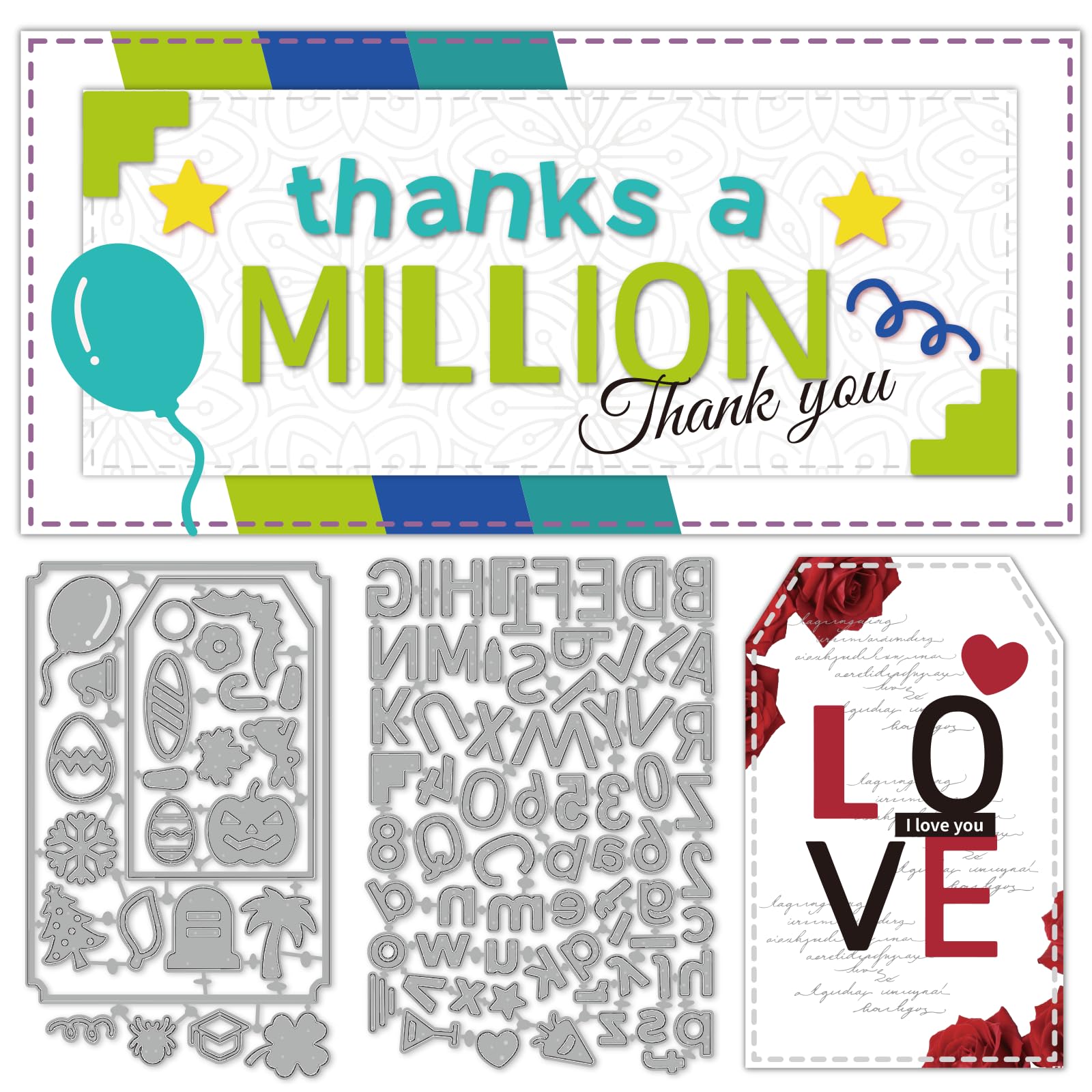 INFUNLY 92pcs Letter Die Cuts for Card Making Festival Element Cutting Dies Alphabet Metal Cutting Number Embossing Stencil for DIY Scrapbooking Journal Photo Album Crafts