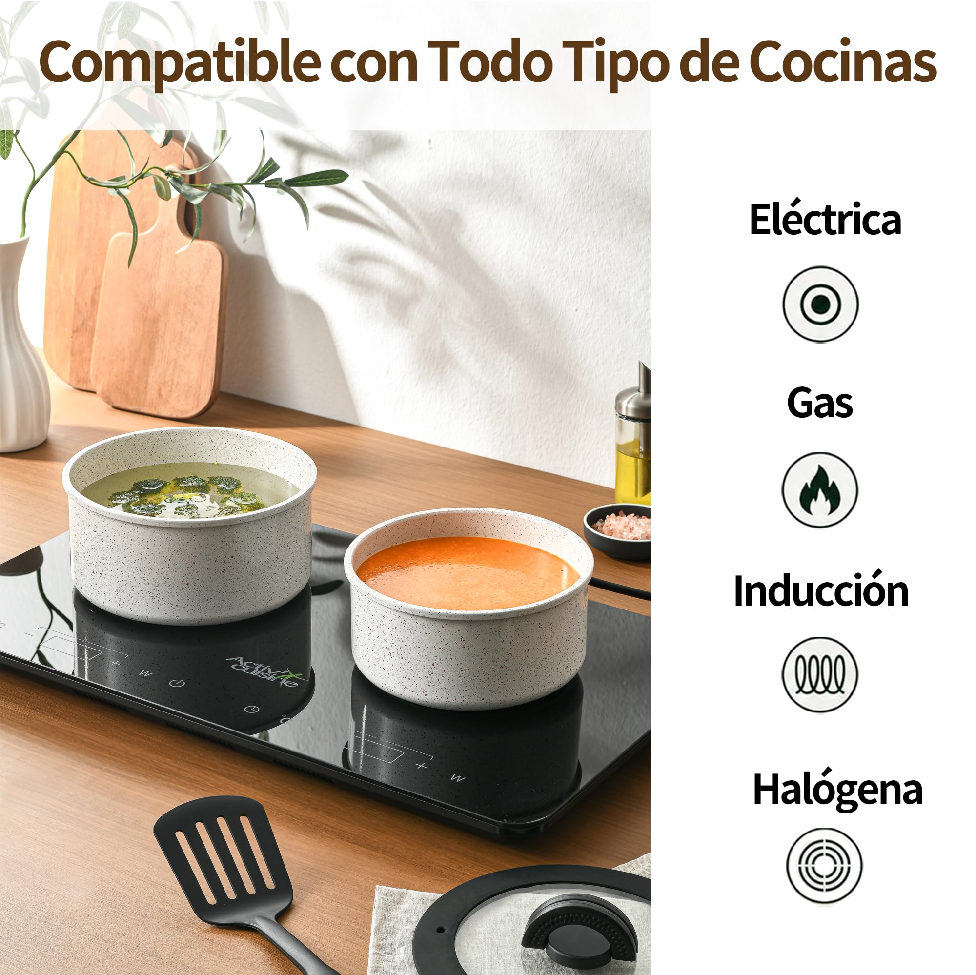 Juego de Ollas y Sartenes 23 Piezas Inducción, Batería de Cocina sin PFOA