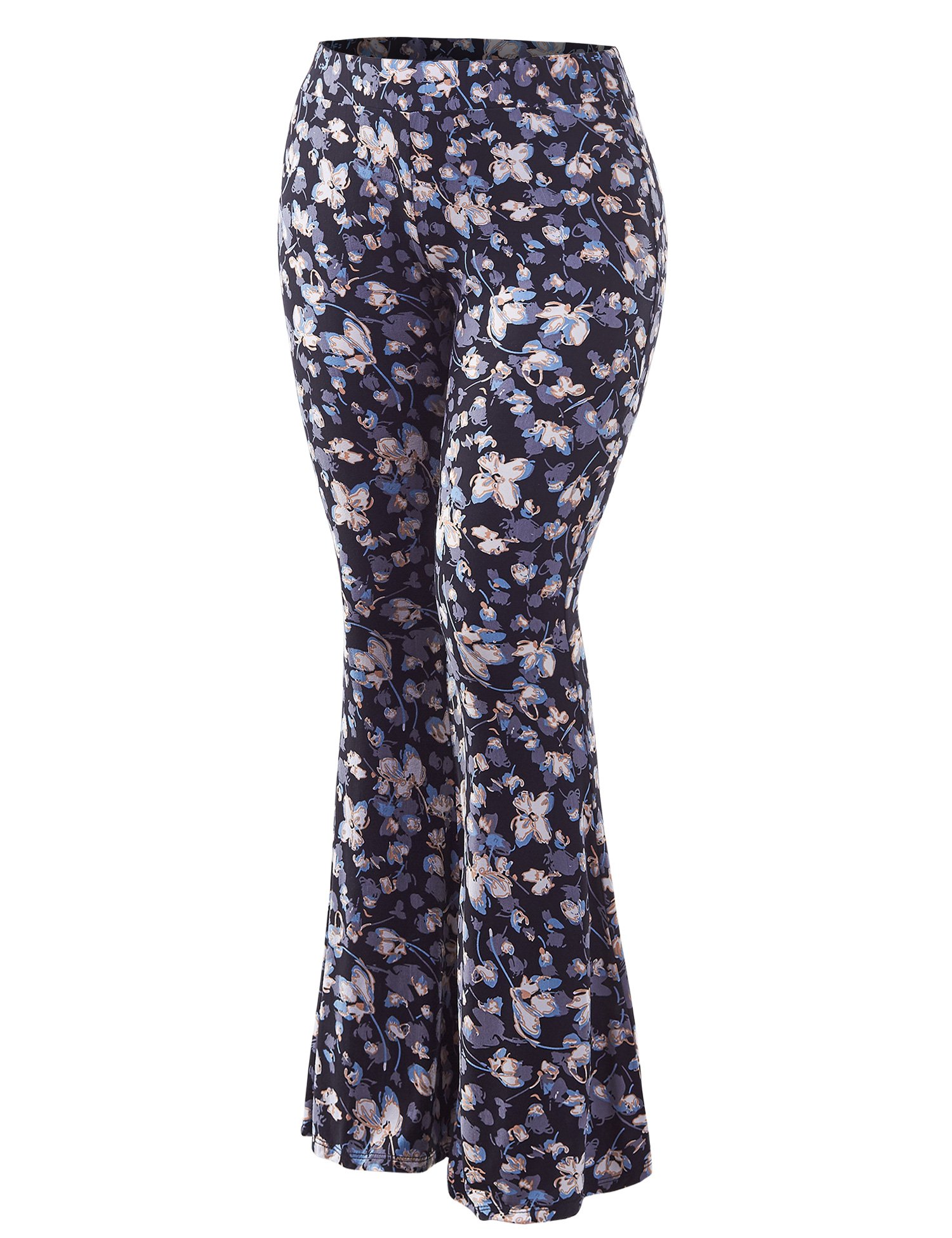 MK WB1290 Womens Printed High Waist Bell Bottom Pants 12 BLACK