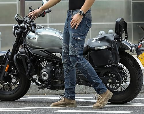 Miniatura 4 de CTBQiTom Pantalones de motocicleta para hombre, pantalones de motocross, pantalones de motociclista, pantalones de mezclilla de aventura, con