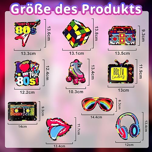 Miniatura 2 de Decoraciones para fiestas de los años 80, Kaluofan 38 piezas nostálgicas retro de los 80 para colgar en el techo, suministros de fondo para fiestas