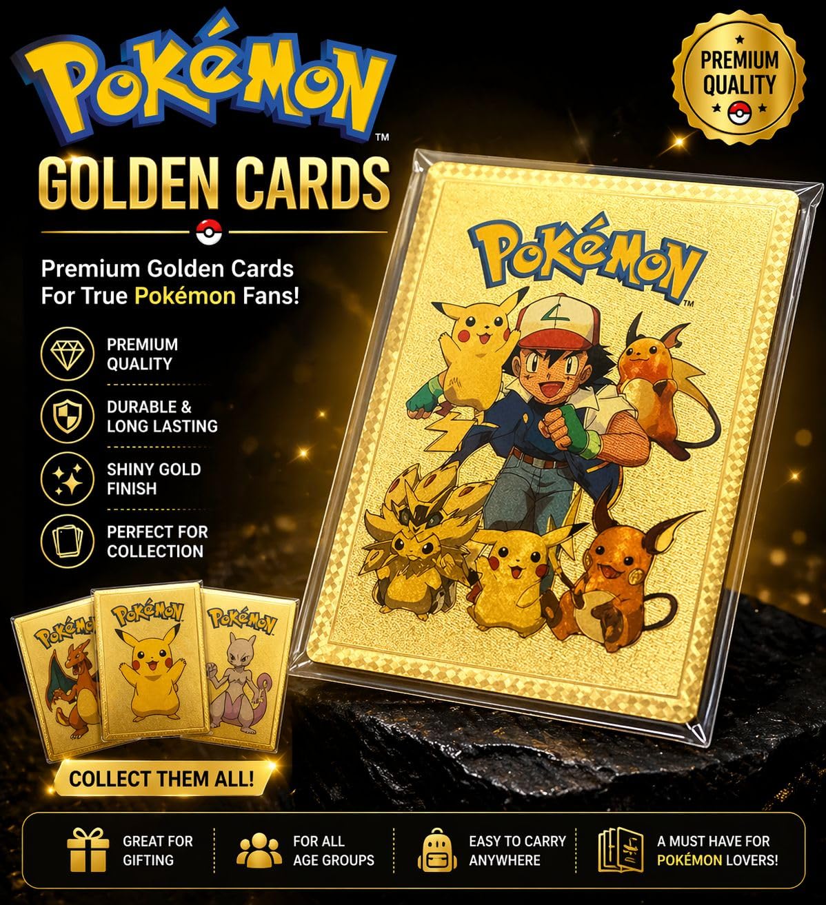 Pokmon Gold Foil Collectible Cards, Random Premium Pack of 10, Metallic Finish, for Collectors and Gift : Amazon.in: Toys & Games Pokmon Gold Foil Collectible Cards, Random Premium Pack of 10, Metallic Finish, for Collectors and Gift : Amazon.in: Toys & Games