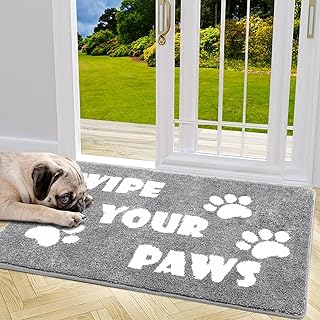 Vaukki Entryway Rug, Non Slip Absorbent Mud Trapper Mats, Low-Profile Inside Floor Mats, Welcome Mat for Front Door, Dog Washable Puppy Rugs Door Mat for Entryway (Grey, 32"x48")