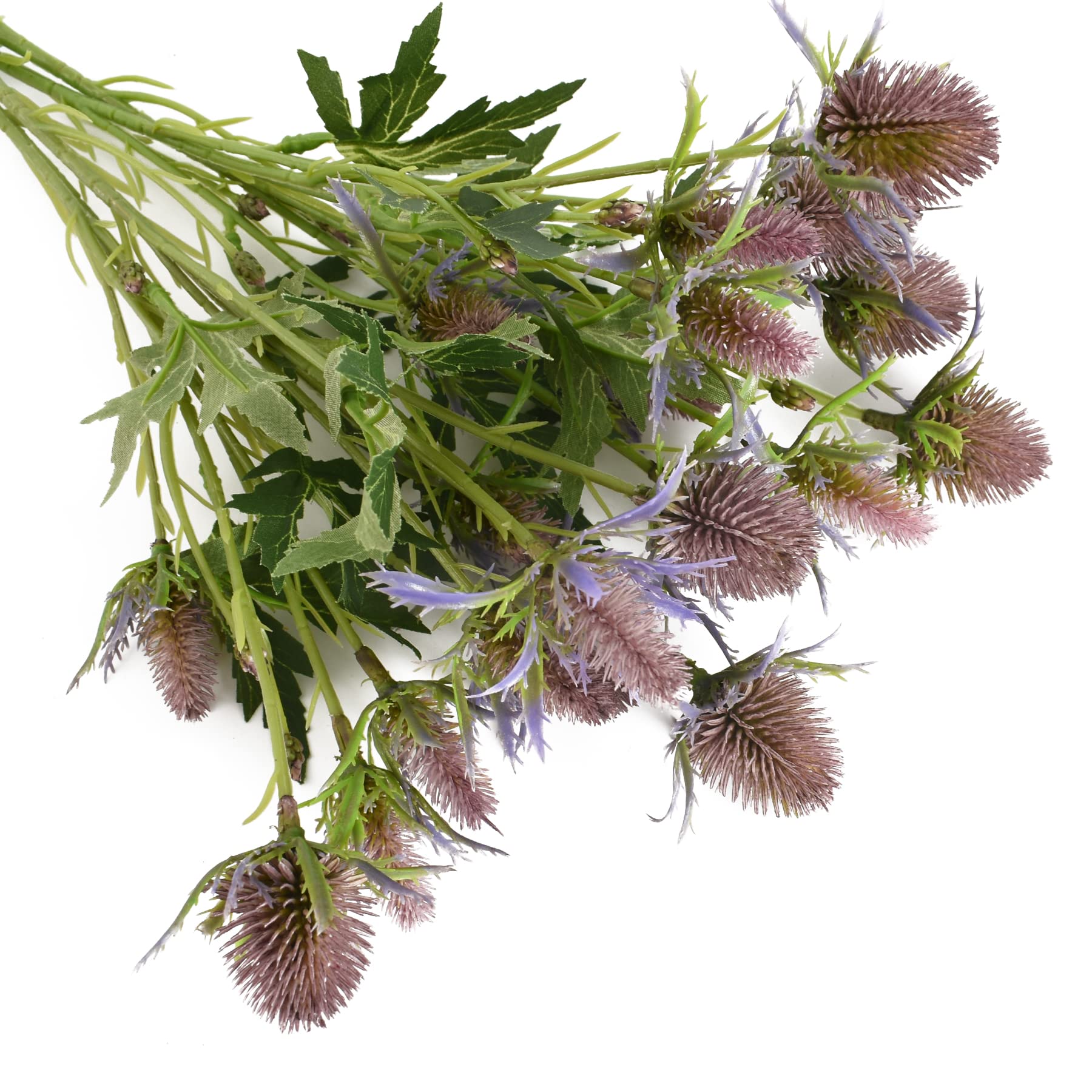 2 Stems Artificial Thistle Spray Eryngium Flowers Artificial Real Touch Eryngium Artificial Sea Holly Flowers for Wedding Bridal Bouquet Wreath Table Centerpiece Outdoor Decor (Purple)