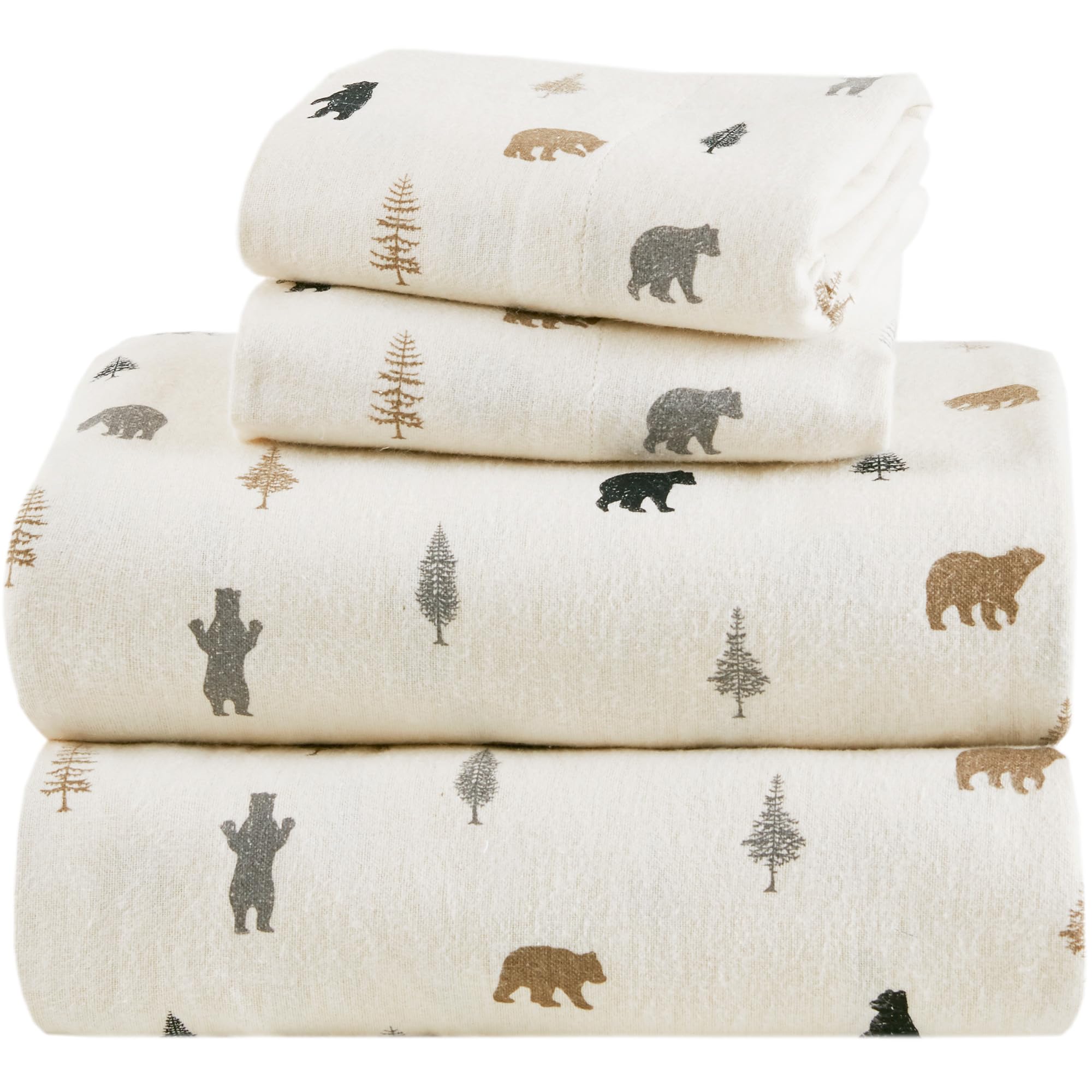 Comfort Spaces Set di lenzuola in flanella di cotone al 100%, ultra morbide e accoglienti, con tasca elastica da 30,5 cm, per materassi fino a 35,6 cm, stampa originale, biancheria da letto in