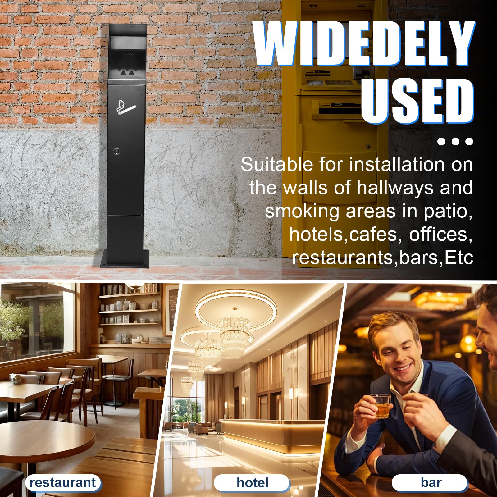 Posacenere da Pavimento per Esterni, Posacenere da Terra in Acciaio Inox per Patio Hotel Caffè Uffici Ristoranti Bar da Poweka