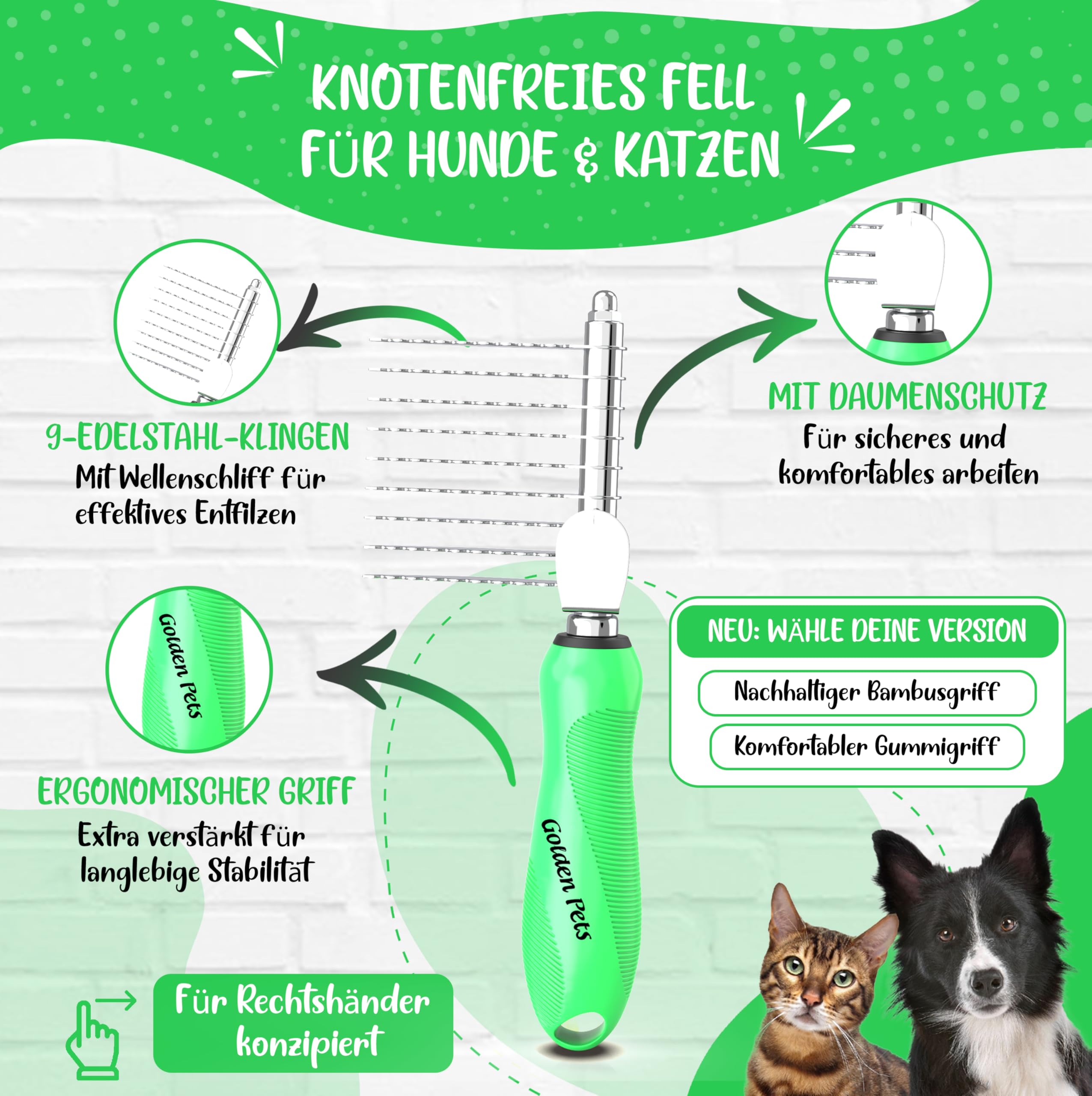 Kat hondenkam voor kortharige katten en honden, pijnloze