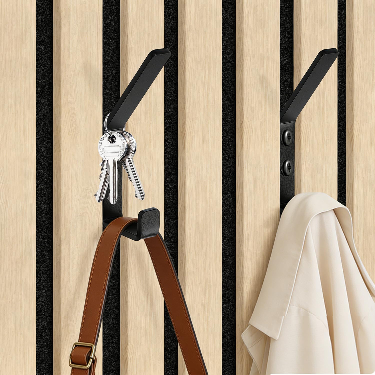 8 Pièces Porte Manteau pour Panneau Acoustique Mural | Double Patere Crochet pour Panneau Mural Bois | Crochet pour Panneaux Acoustiques | Patère Murale pour Panneaux-Acoustiques