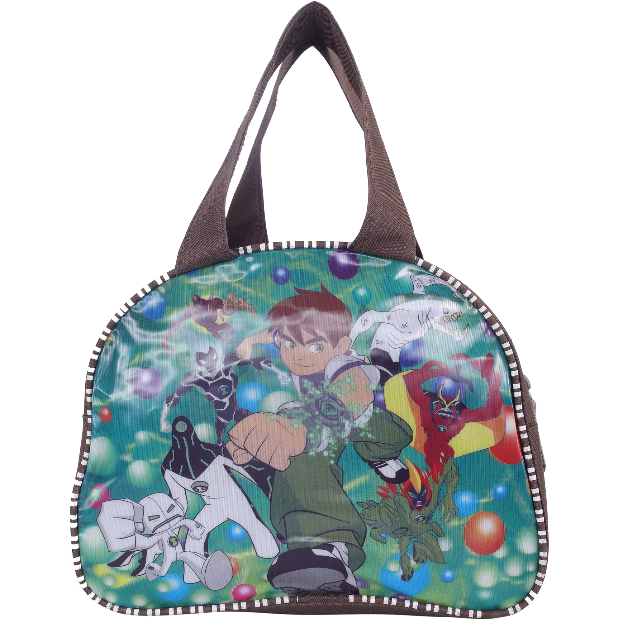 Lunch Denim Tiffin Picnic Work School Office Lunch Bag for Kids with Bottle Holder WF-39905SM-2 (Brown Dorimon)