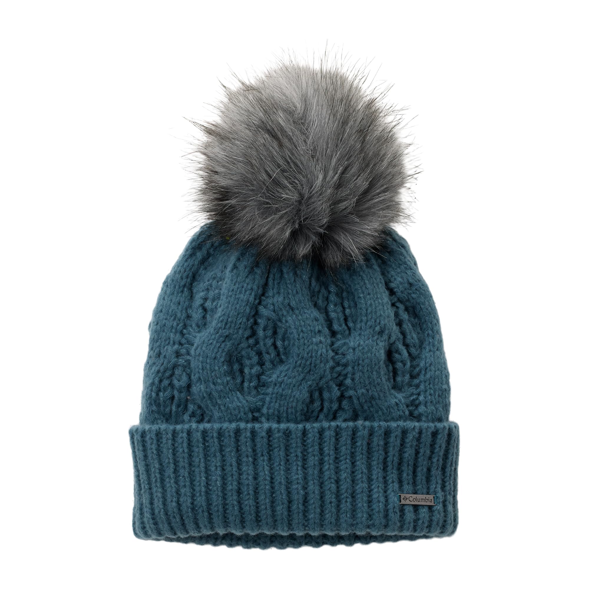 Columbia Women's Boundless Days Cable Knit Pom Beanie, Beanie, Everblue, One Size