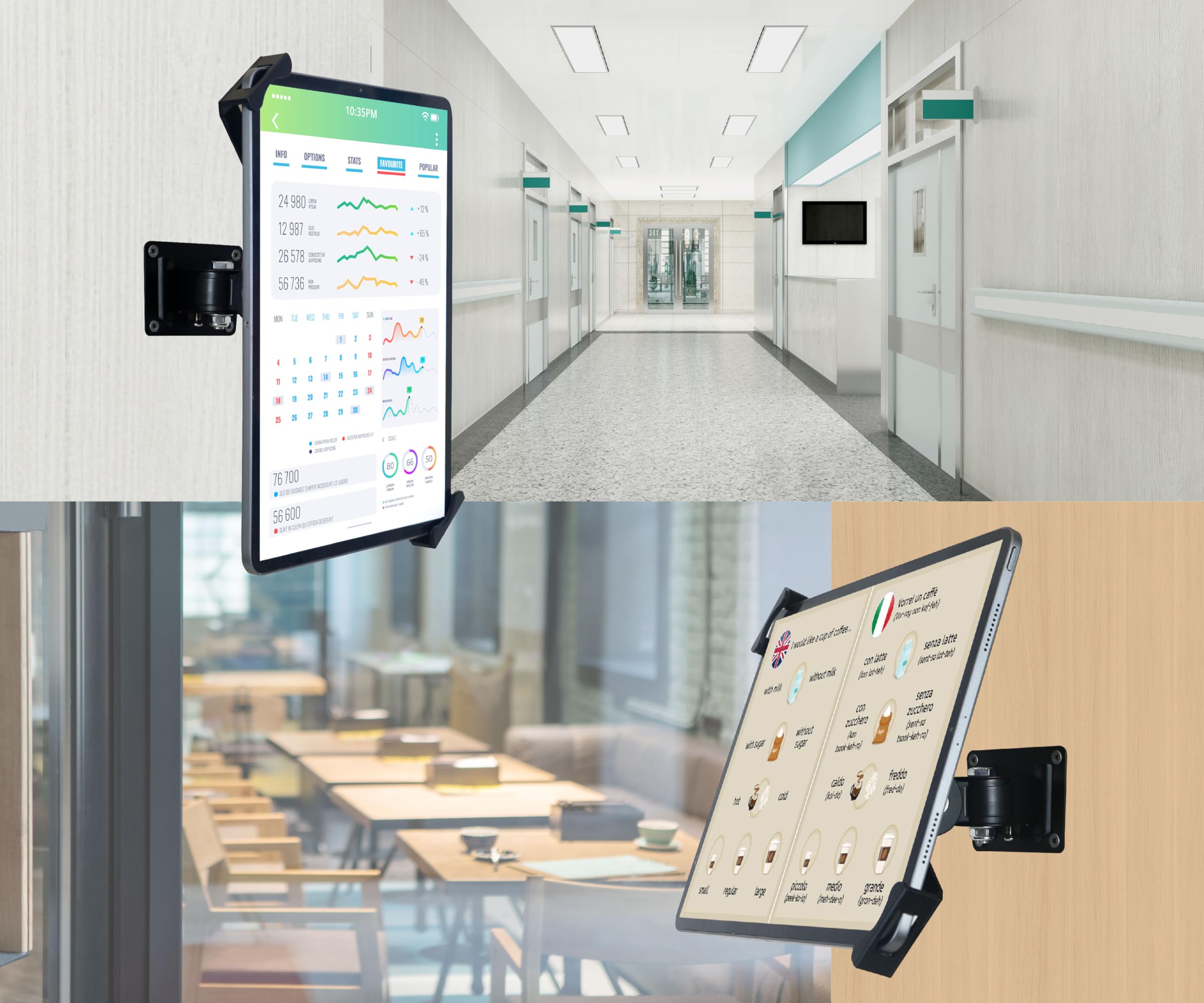 Soporte de pared para tablet con cerradura y llave, ajuste arbitrario giratorio, multiángulo, soporte para la mayoría de iPad de 11 a 13 pulgadas, y para iPad de 10.2, 10.5, 11, 11 y 12.9