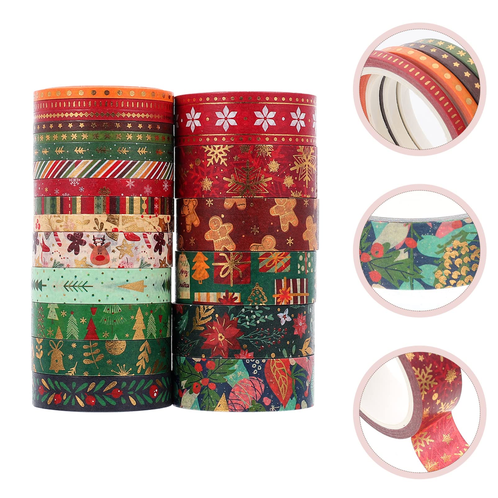 NUOBESTY 3 Juegos Cinta Washi Navideña Pegatinas Navideñas Christmas Stickers Cinta Navideña Bronceadora Cinta Adhesiva Para Scrapbooking Cintas De Diario Cintas Adhesivas 21 Rollos*3