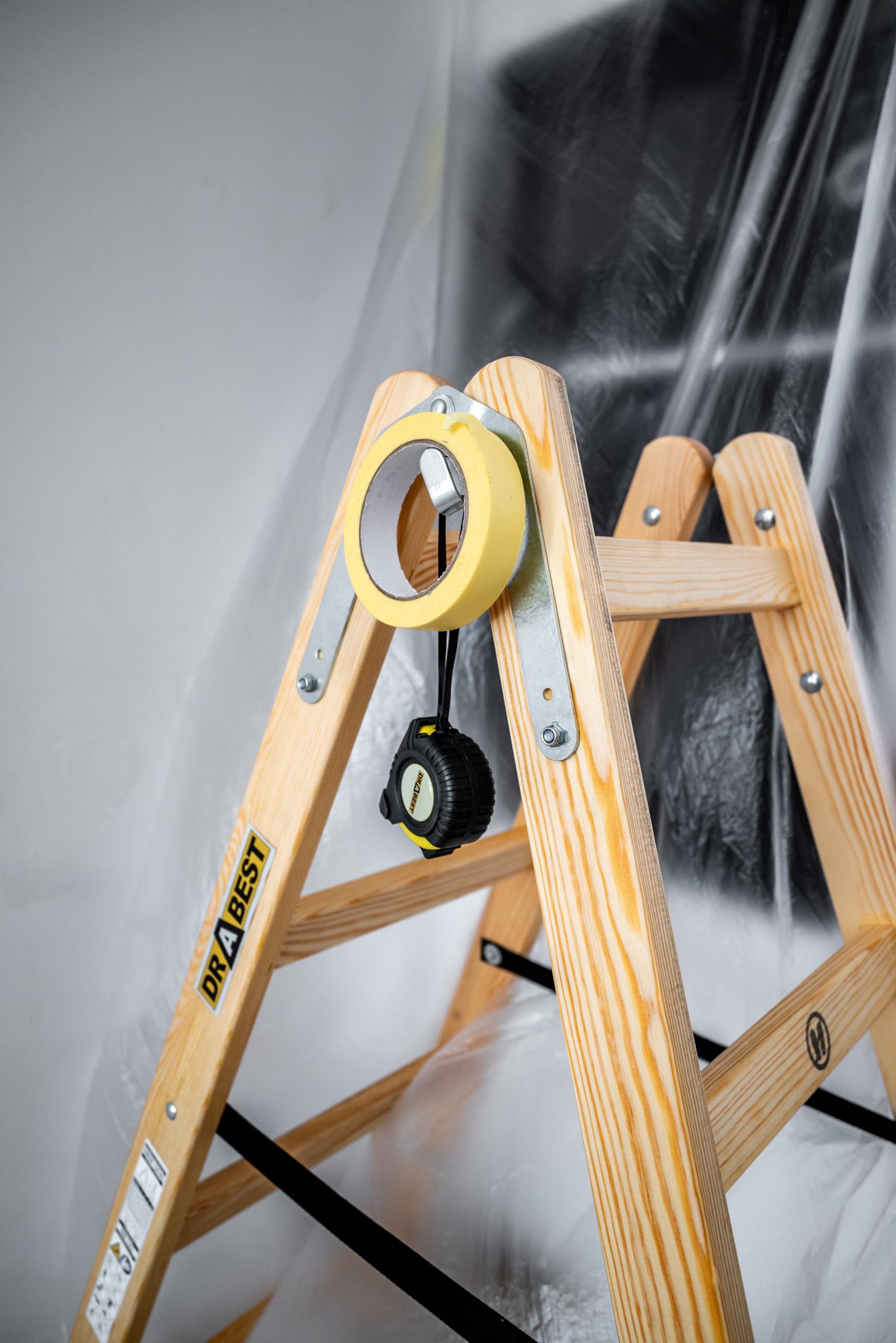 DRABEST - Scaletta pieghevole in legno per lavori di pittura 2x6 pioli m lunghezza calpestabile su entrambi i lati fino a 150 kg altezza di lavoro 1,82 m 3,3 m