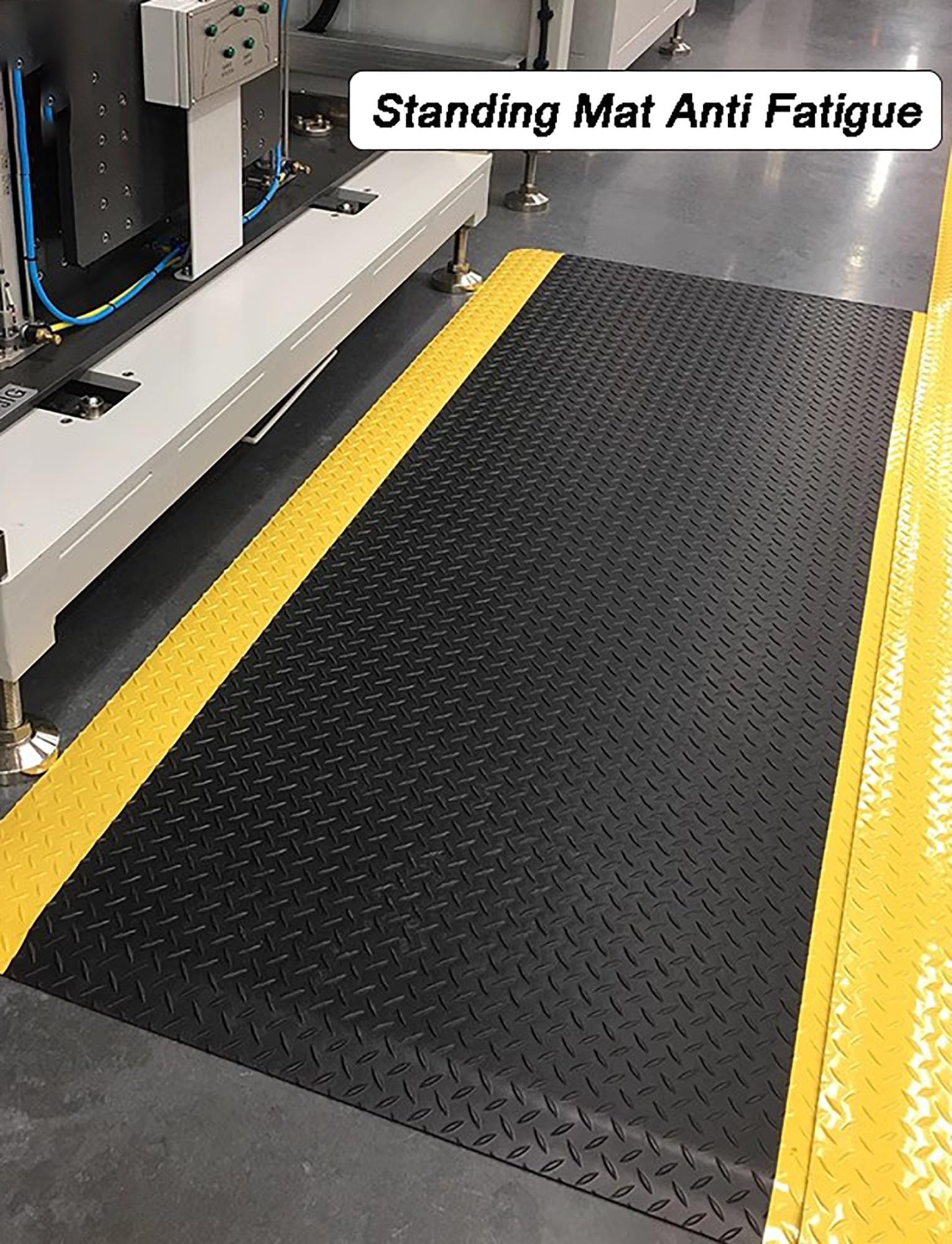 Alfombrilla conductora Industrial antiestática y antifatiga de 20 mm de Grosor for Garaje, almacén y Banco de Trabajo.(Green+Yellow,60x45x0.2cm)