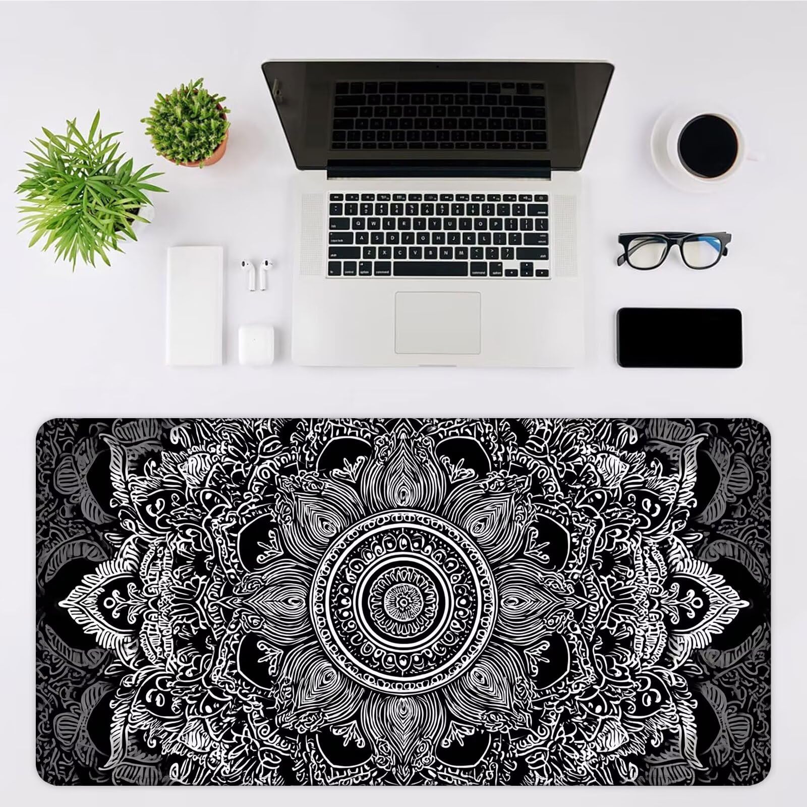 Gamingowa podkładka pod mysz XXL – duża podkładka pod mysz, 1400 x 600 x 3 mm, abstrakcyjna podkładka na stół, mandala, duża, poprawia precyzję i prędkość, antypoślizgowa podkładka, wodoodporna