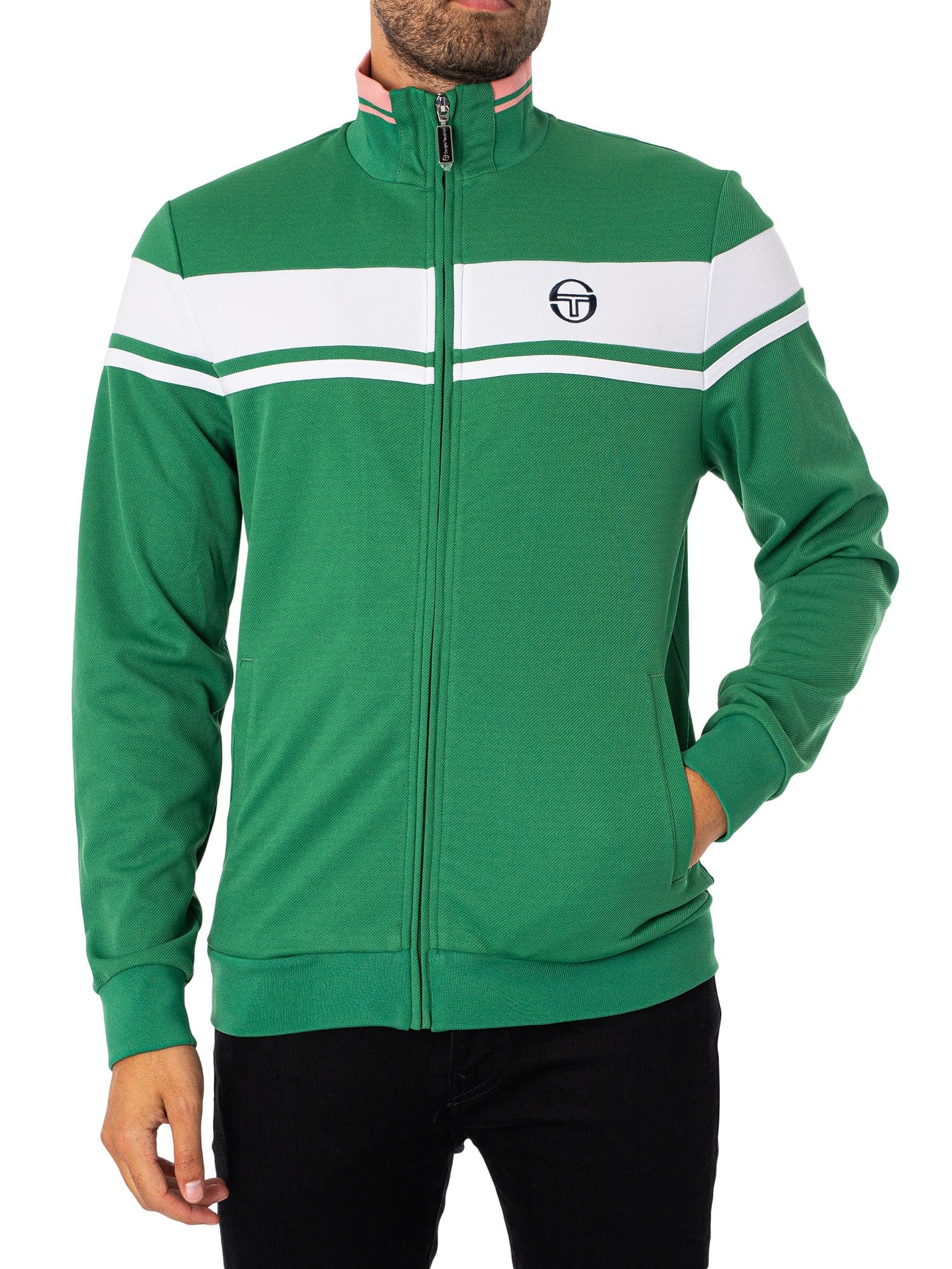Sergio Tacchini Mens Damarindo Retro Track Top Green As8 Alpha