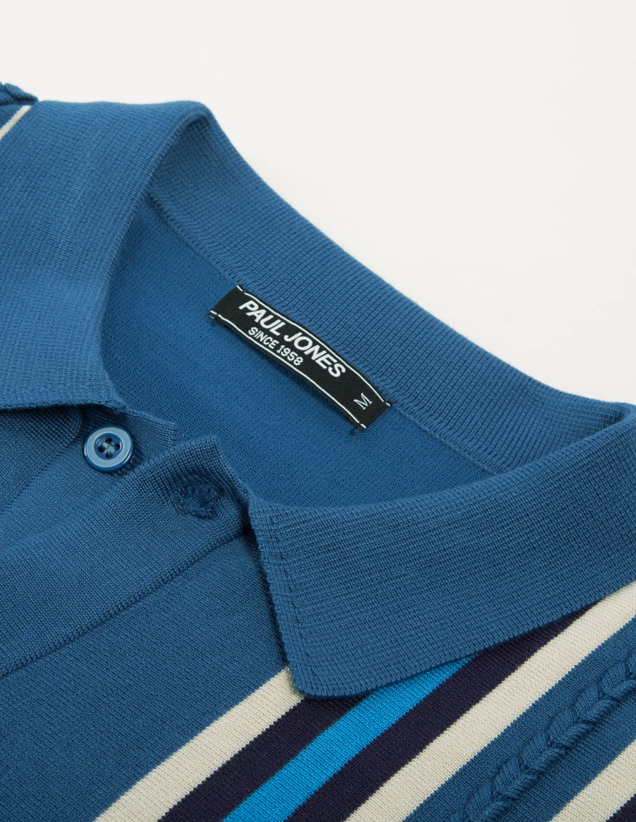 PJ PAUL JONES Polo da uomo, vintage a righe con bottoni, camicia da golf in maglia