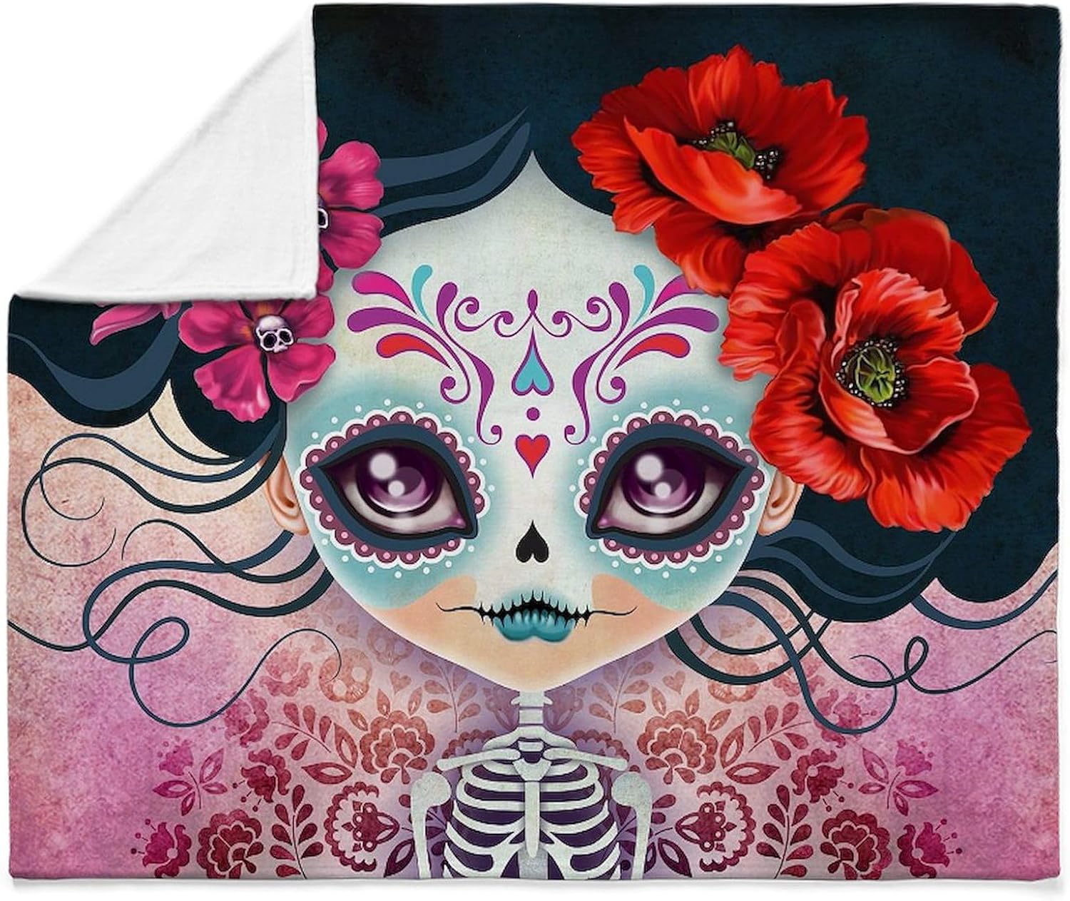 CafePress Amelia Calavera Sugar Skull Throw Blanket Super Soft Fleece Plush Throw Blanket, 60"x50"