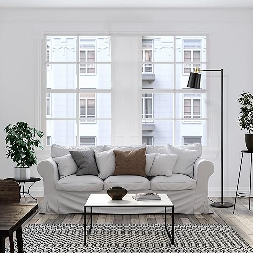 Miniatura 4 de Globe Electric 12916 - Lámpara de pie de 60 pulgadas, negro, acabado satinado, detalles dorados, lámpara de pie para sala de estar, lámpara de pie