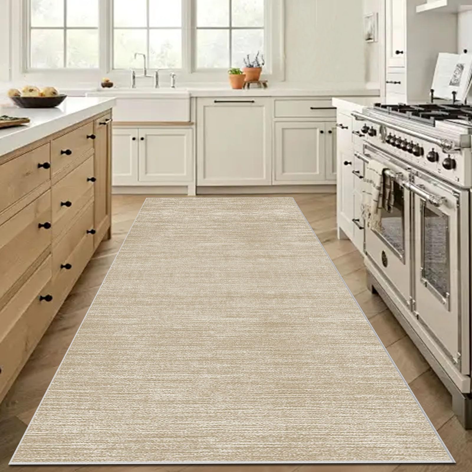 Taxestmy Runner Rugs for Hallway 40 x 60 cm Beige Kitchen Runners Non Slip Washable Hall Runner Rug Floor Carpet Rug Living Room Bedside Rug Long Runner Rug Thin and Washable Floor Carpet Runners