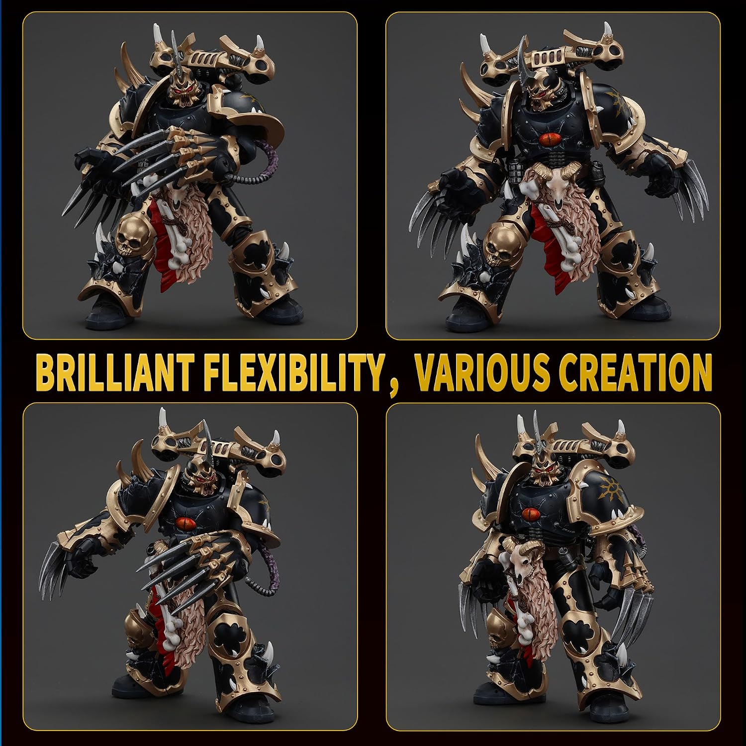 JOYTOY Warhammer 40k Action Figure 1/18 Scale Chaos Space Marines Black Legion Chosen with Lightning Claws for Collection and Display