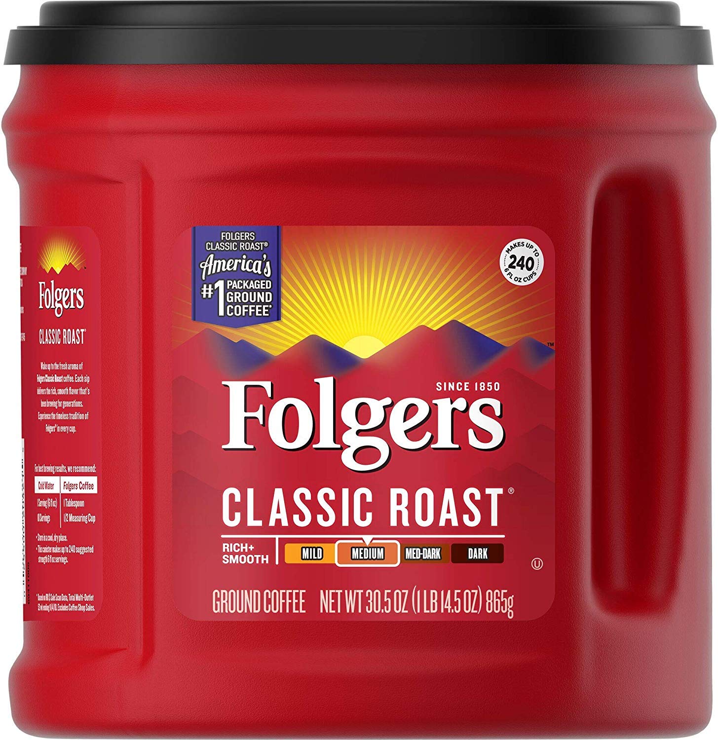Folgers Classic Roast Ground Coffee, Medium Roast, 30.5 Ounce (3 Pack)