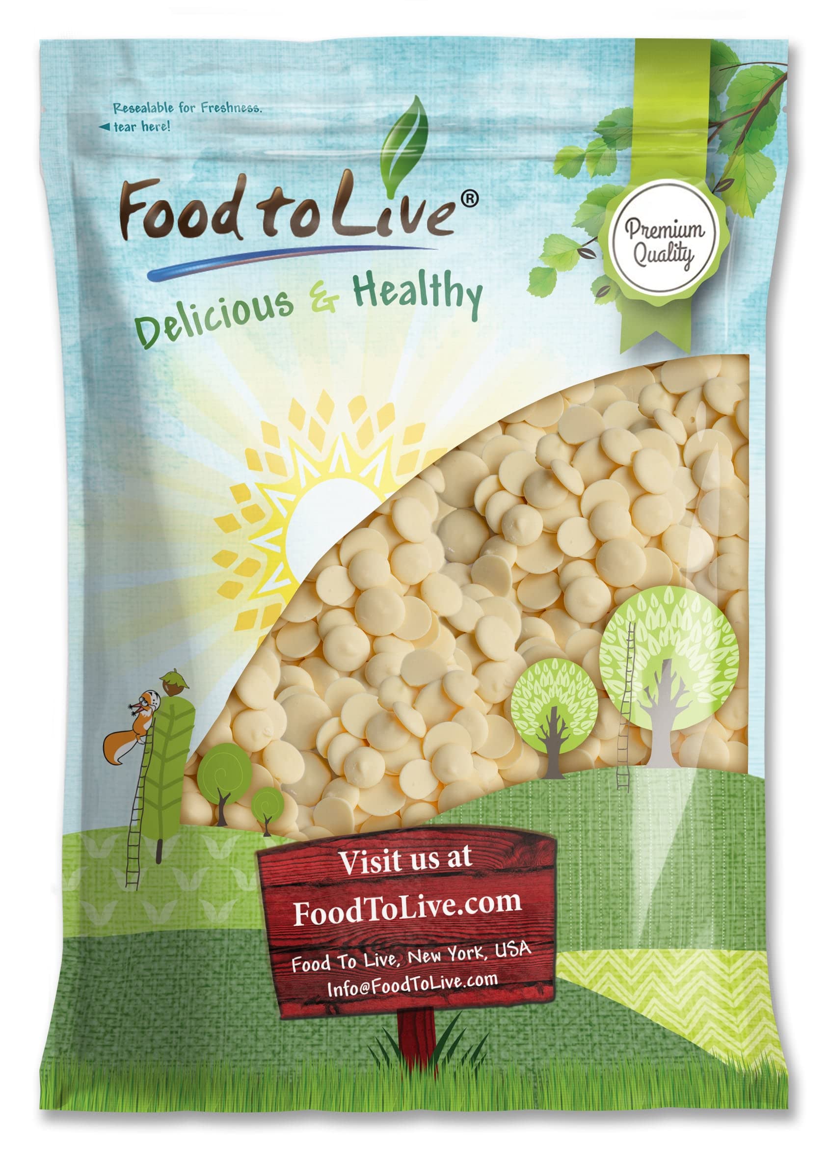 Food to Live Raw Cacao Butter Wafers, 8 Pounds Pure, Cold-Pressed, Unfiltered, Unrefined, Non-Deodorized, Kosher, Keto, Vegan, Sirtfood, Bulk. Great