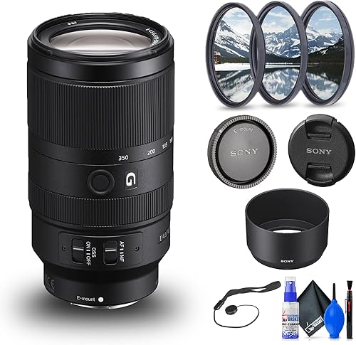 Sony Lente E 2.756-13.780 in f/4.5-6.3 G OSS (SEL70350G) + kit de filtro + protector de tapa + kit de limpieza (renovado)