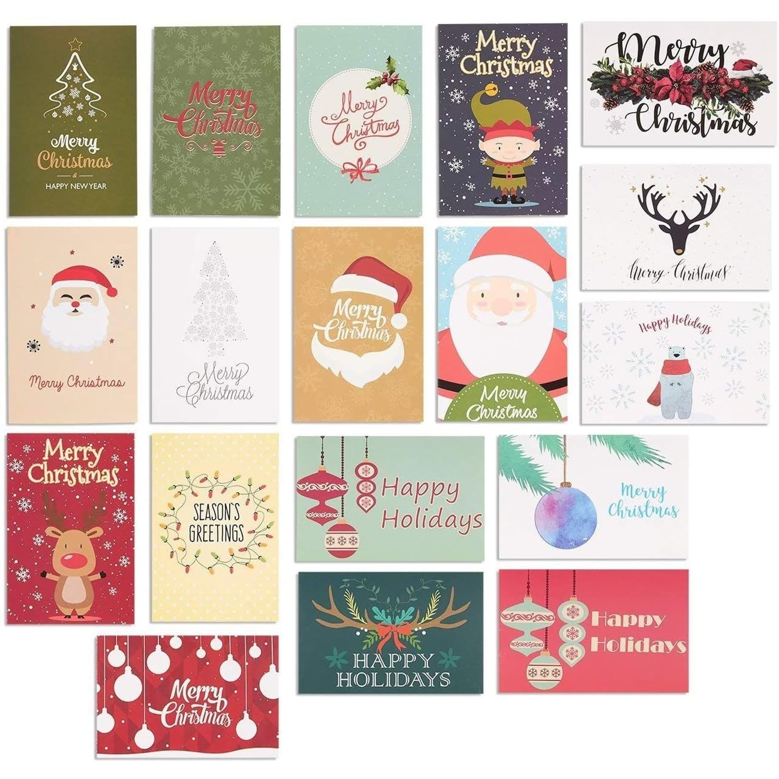 Lot De 36 Cartes De Noël Recyclées Avec Enveloppes - Style Traditionnel élégant (36 Pièces