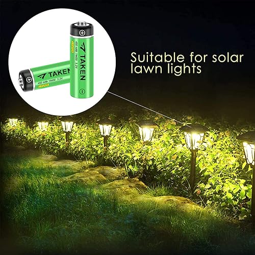 Miniatura 8 de Taken 14430 Batería solar recargable de 3.2 voltios con cargador, 3.2 V 450 mAh 14430 LiFePO4 batería recargable para panel solar, luces de jardín