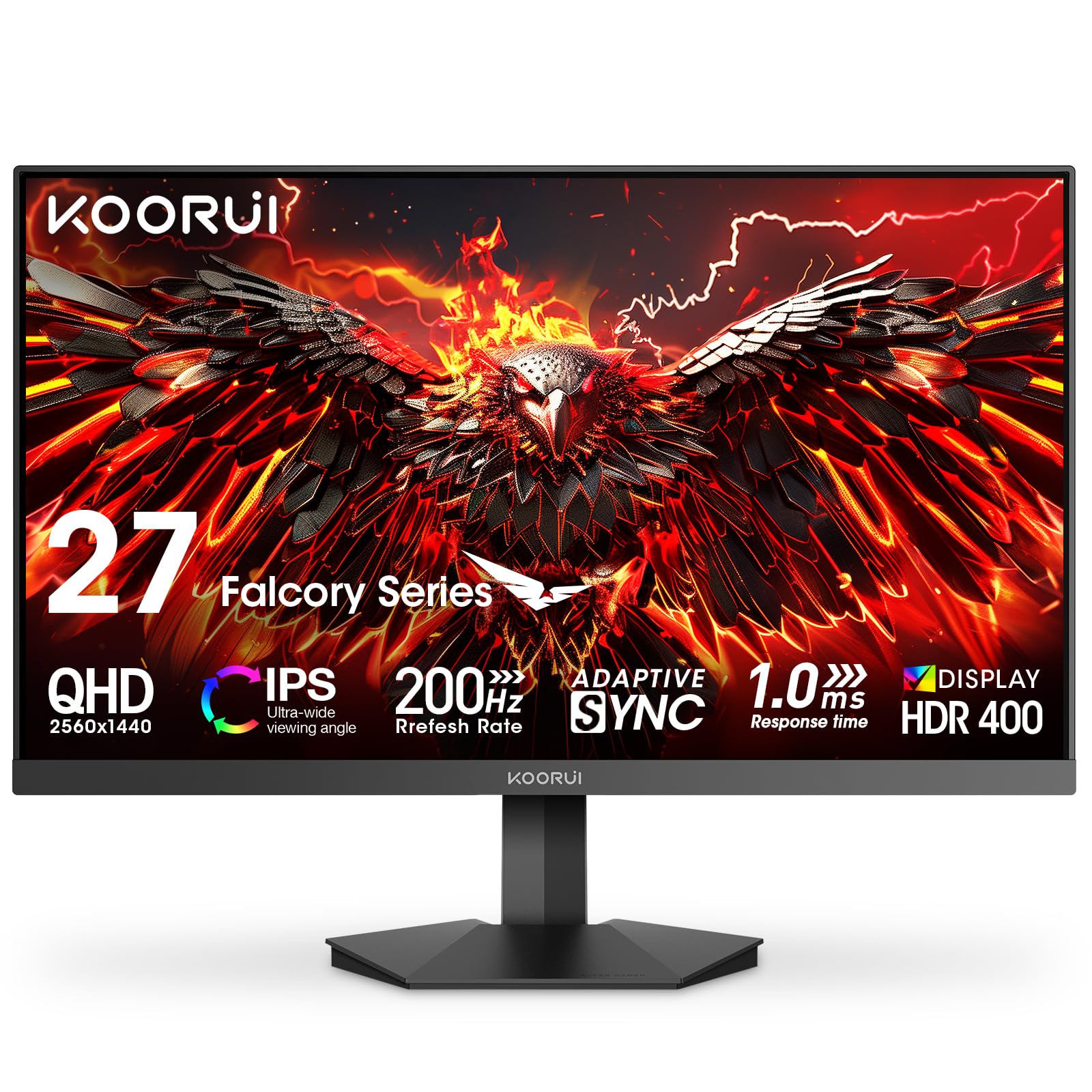 KOORUI 27 Inch Gaming Monitor, QHD 200Hz 1ms IPS Display with