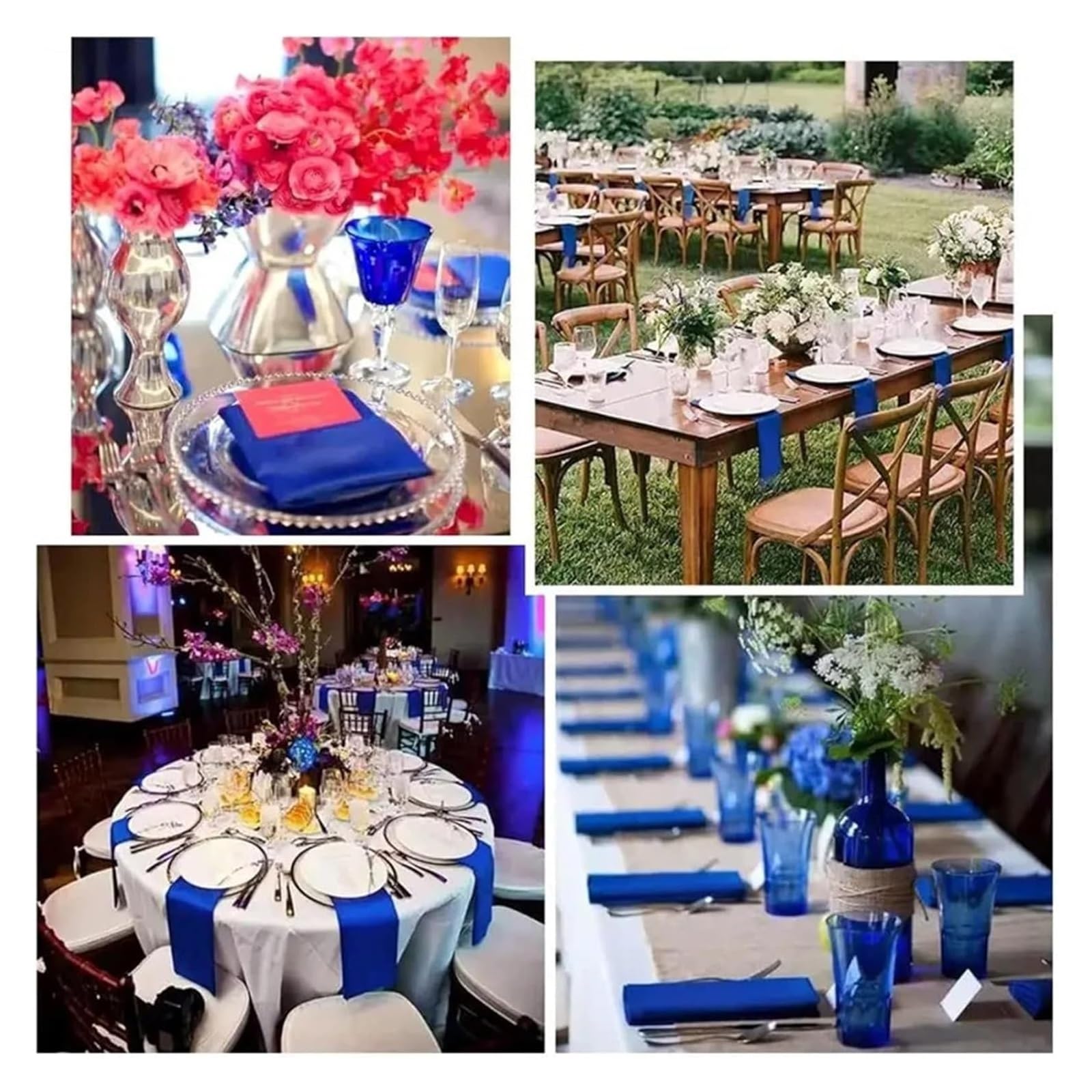 Servilletas de Mesa de algodón, Servilletas de Mesa 12 Piezas Cuadrado Satén Multicolor Fiesta Decoración Boda(BLU)