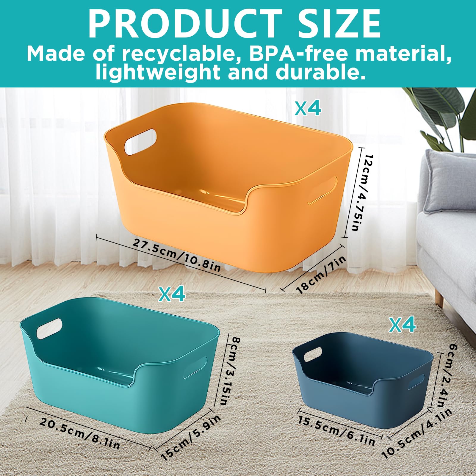 Nazhura Cestino Portaoggetti Plastica 72Qt Con Coperchio (6 Pezzi) - Impilabile