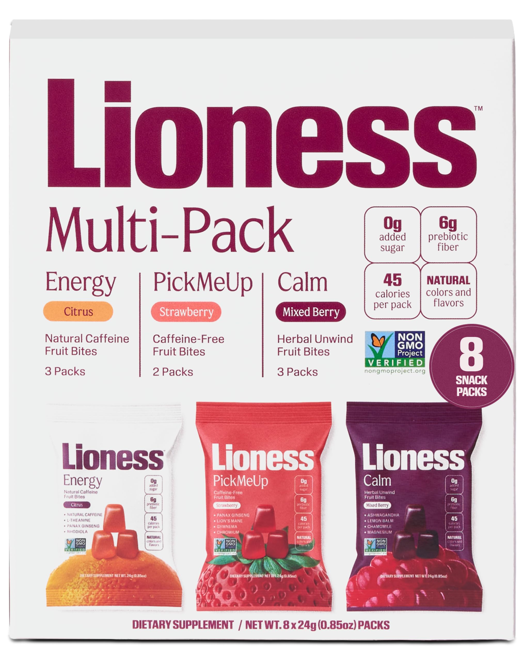 Daily Lioness — Mastigáveis de Nutrição Esportiva com Cafeína, Magnésio e Juba-de-leão — 8 unidades