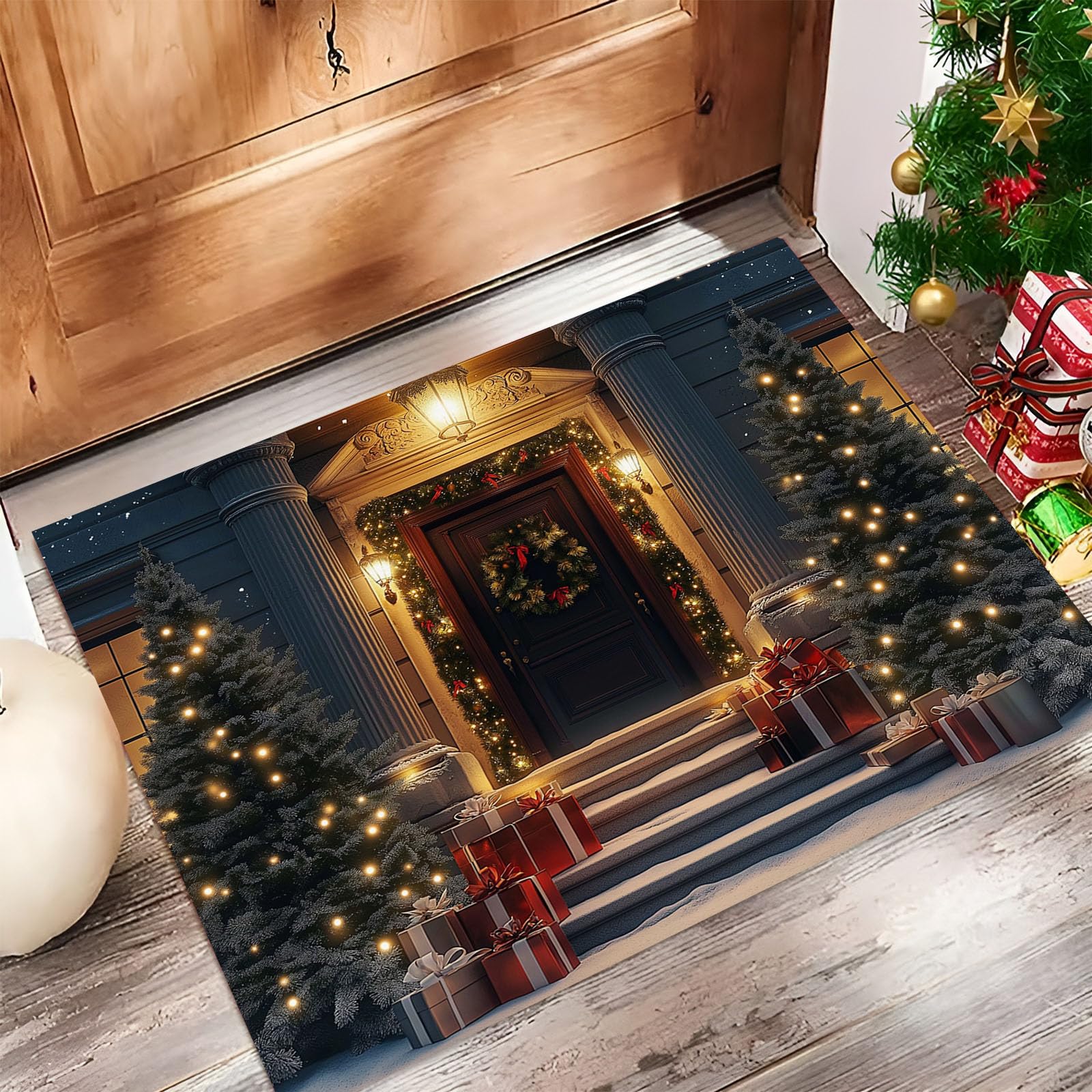 Alfombra navideña pasillo lavable felpudo 50x80 para proteger suelos fríos